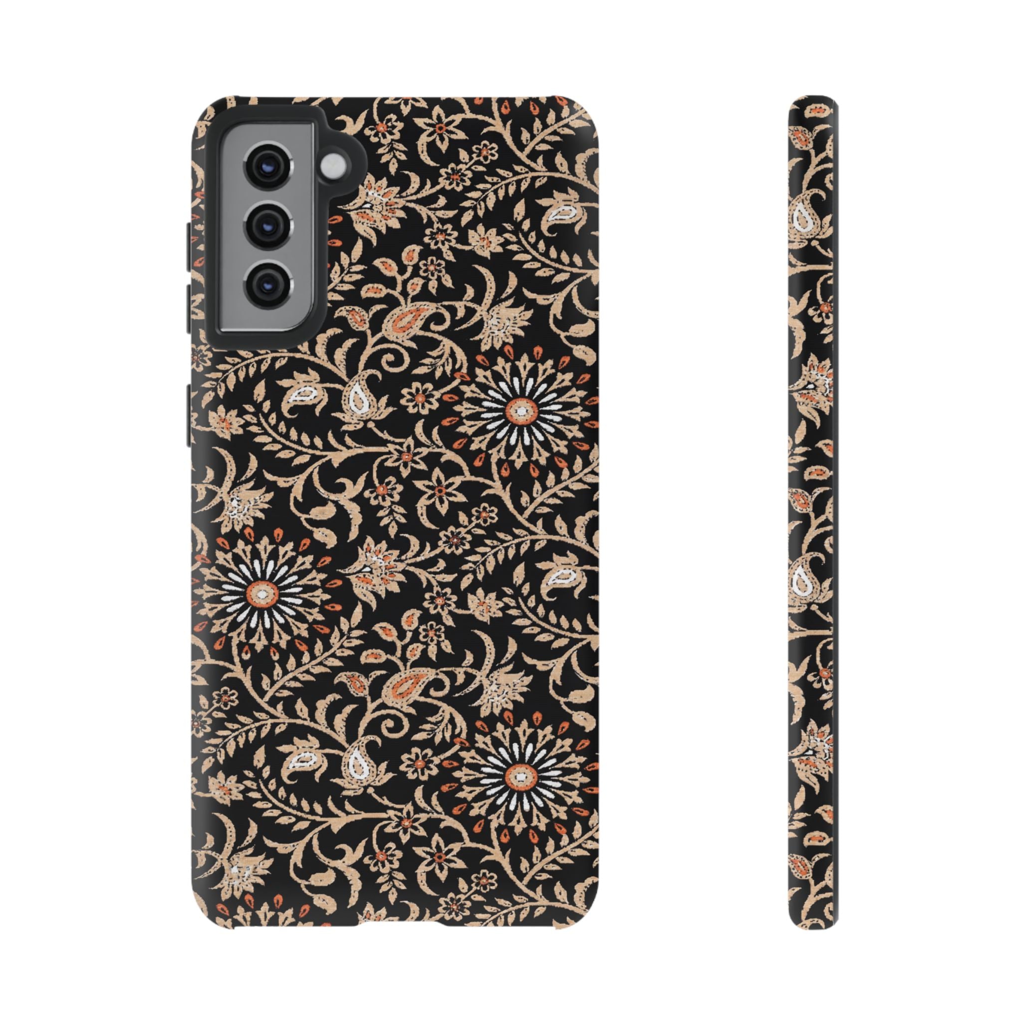 Batik Floral Black Ornate Daisies Tough Samsung Galaxy Case