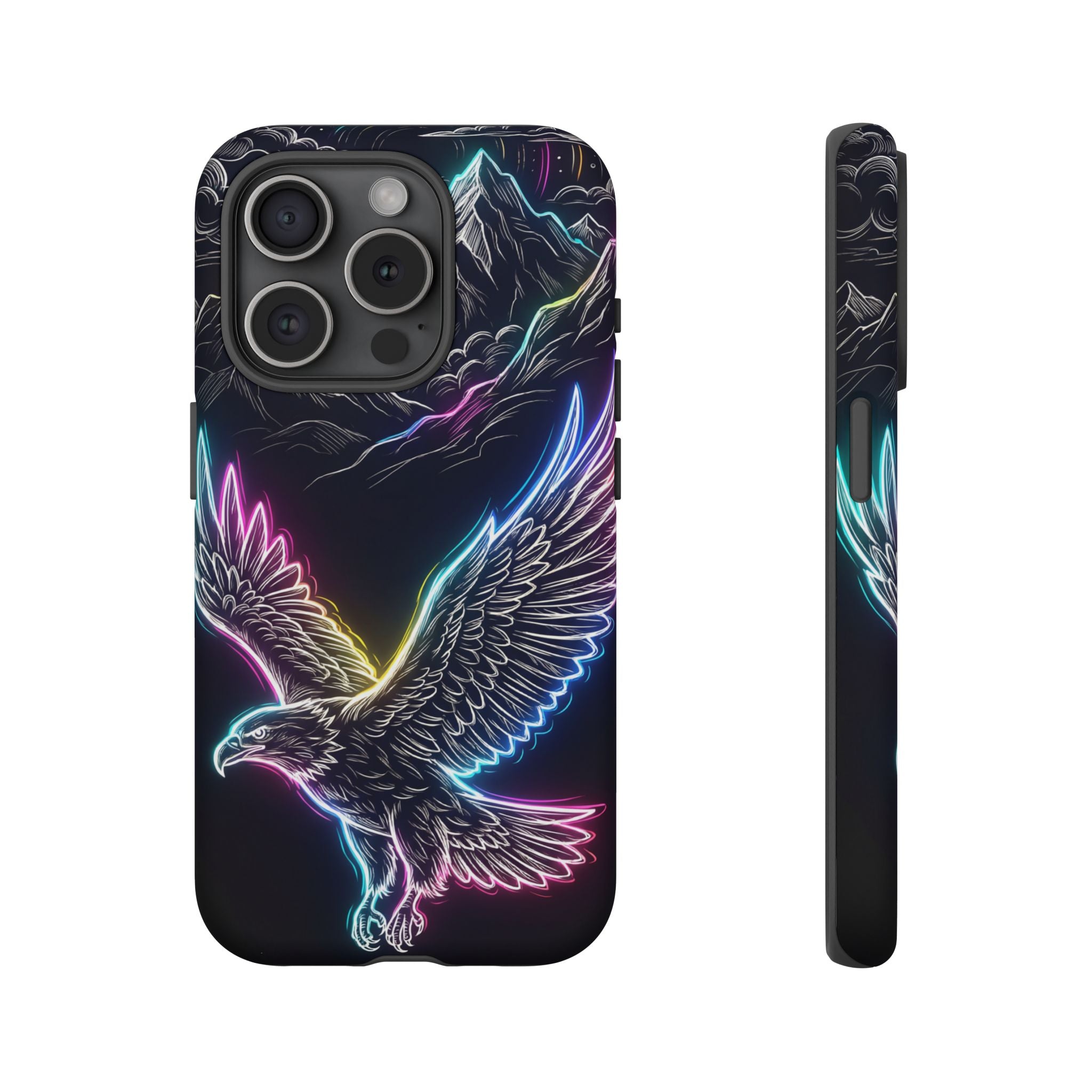 Neon Eagle iPhone Case with Mountain Design