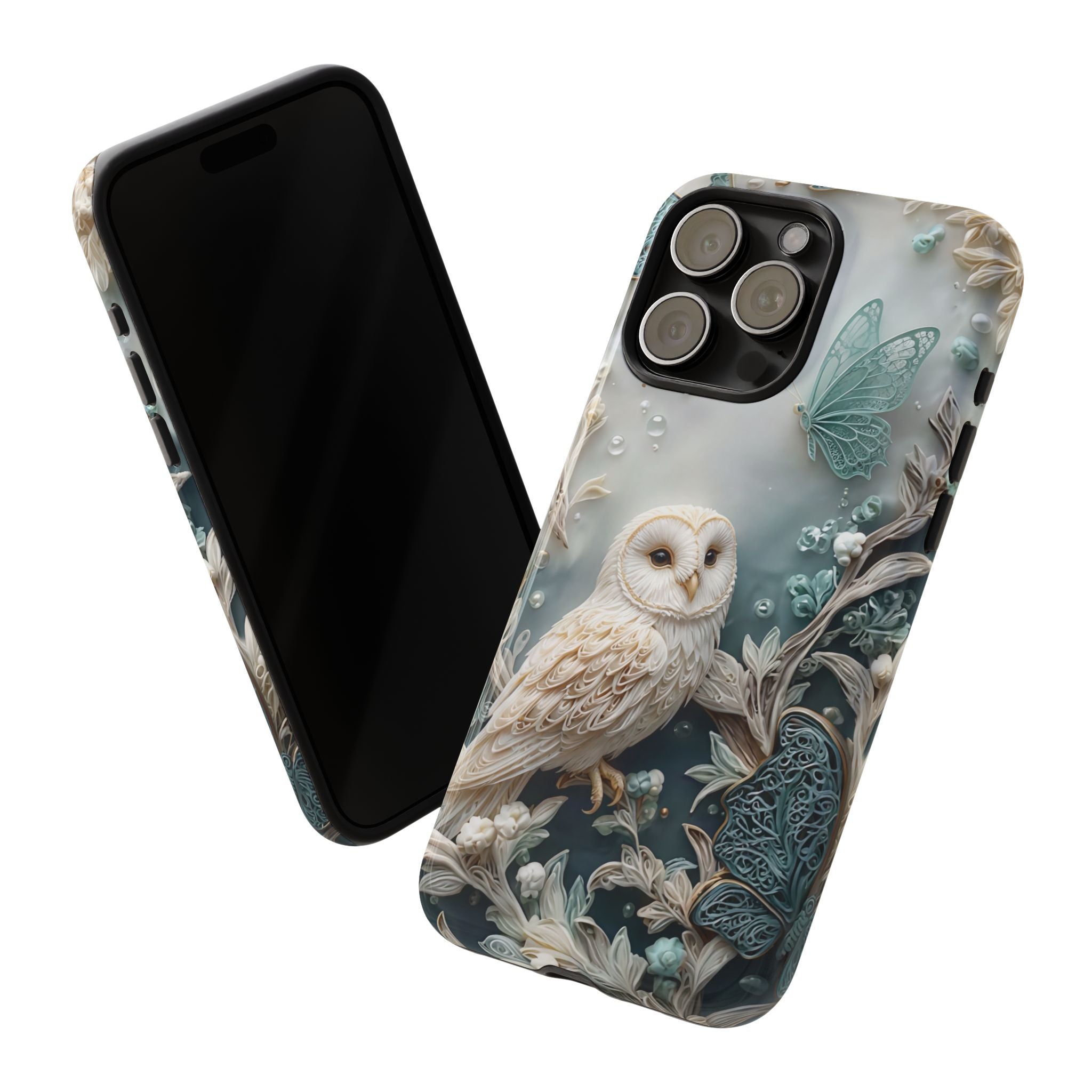 Barn Owl & Butterflies Tough iPhone Case