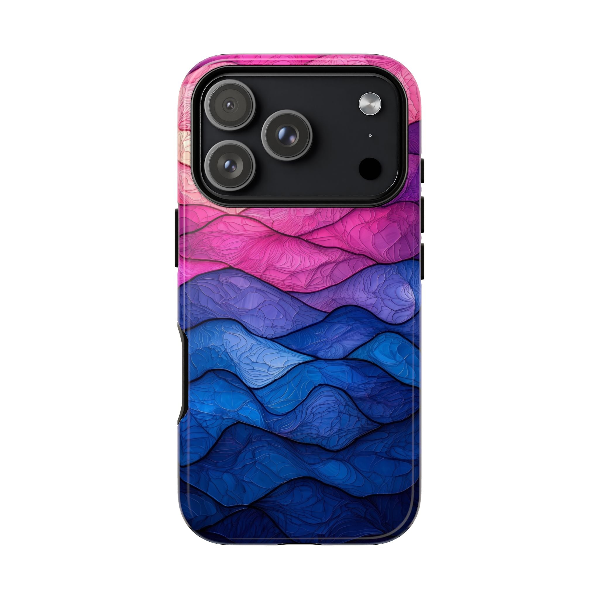 Abstract Ocean Waves iPhone Case — Pink & Blue Gradient Tough Case