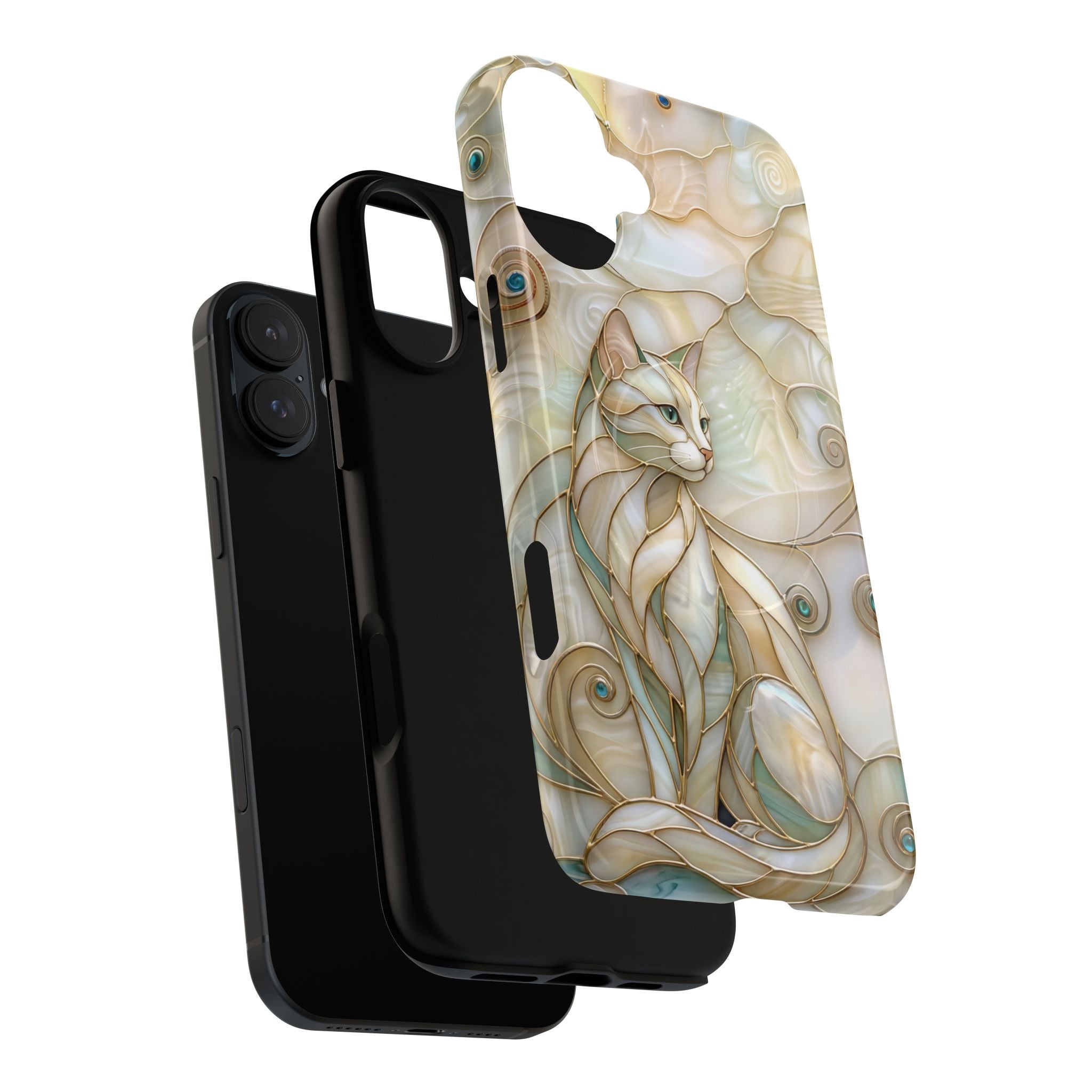 Art Nouveau Cat Phone Case | Elegant Stained-Glass Style Tough MagSafe Case