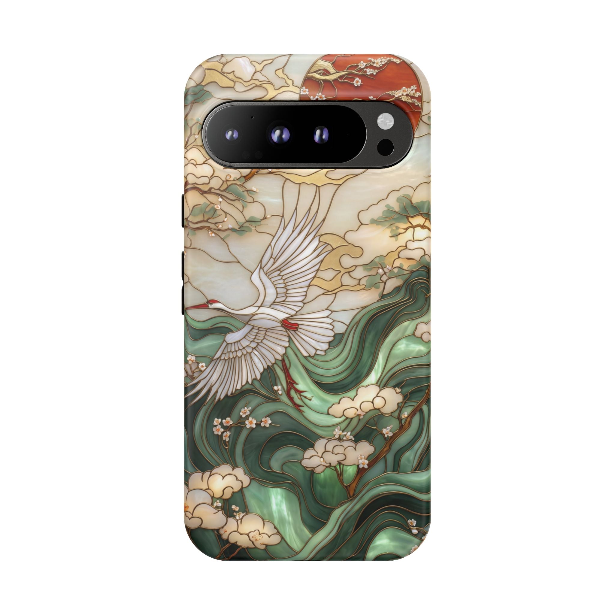 Cranes & Waves Protective Google Pixel Case | Japanese-Inspired Art Phone Cover