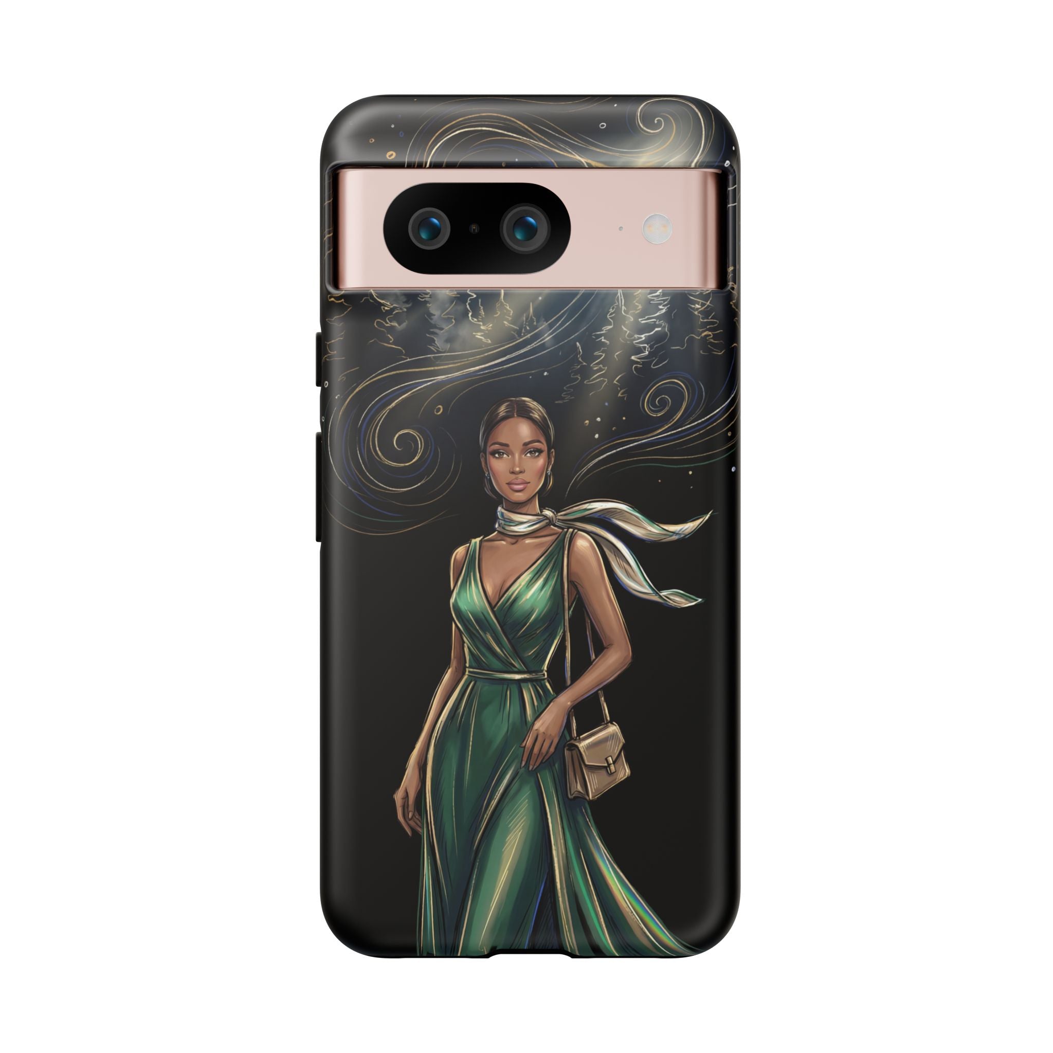 Elegant Woman in Green Dress Art Protective Tough Google Pixel Phone Case