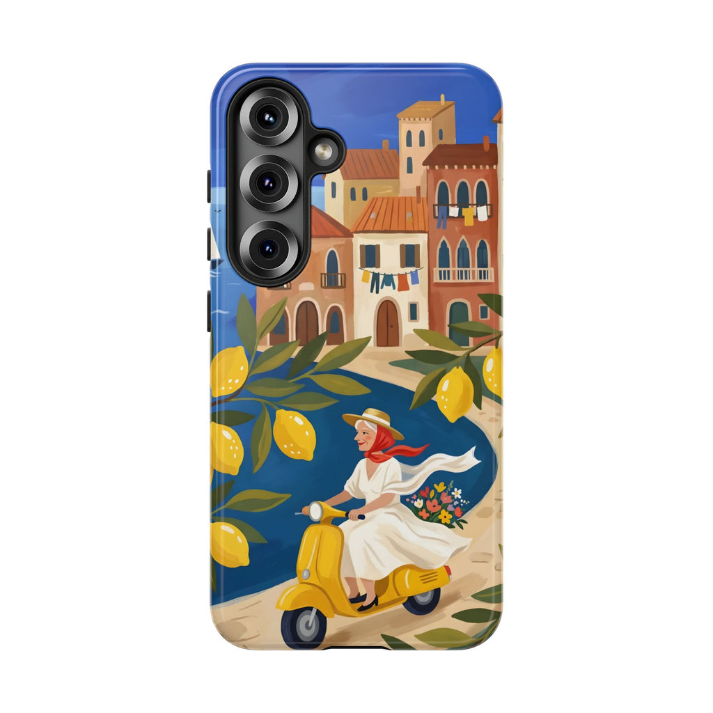 Lemon Coast Scooter Samsung Galaxy Phone Case | Mediterranean Vespa Travel Designn