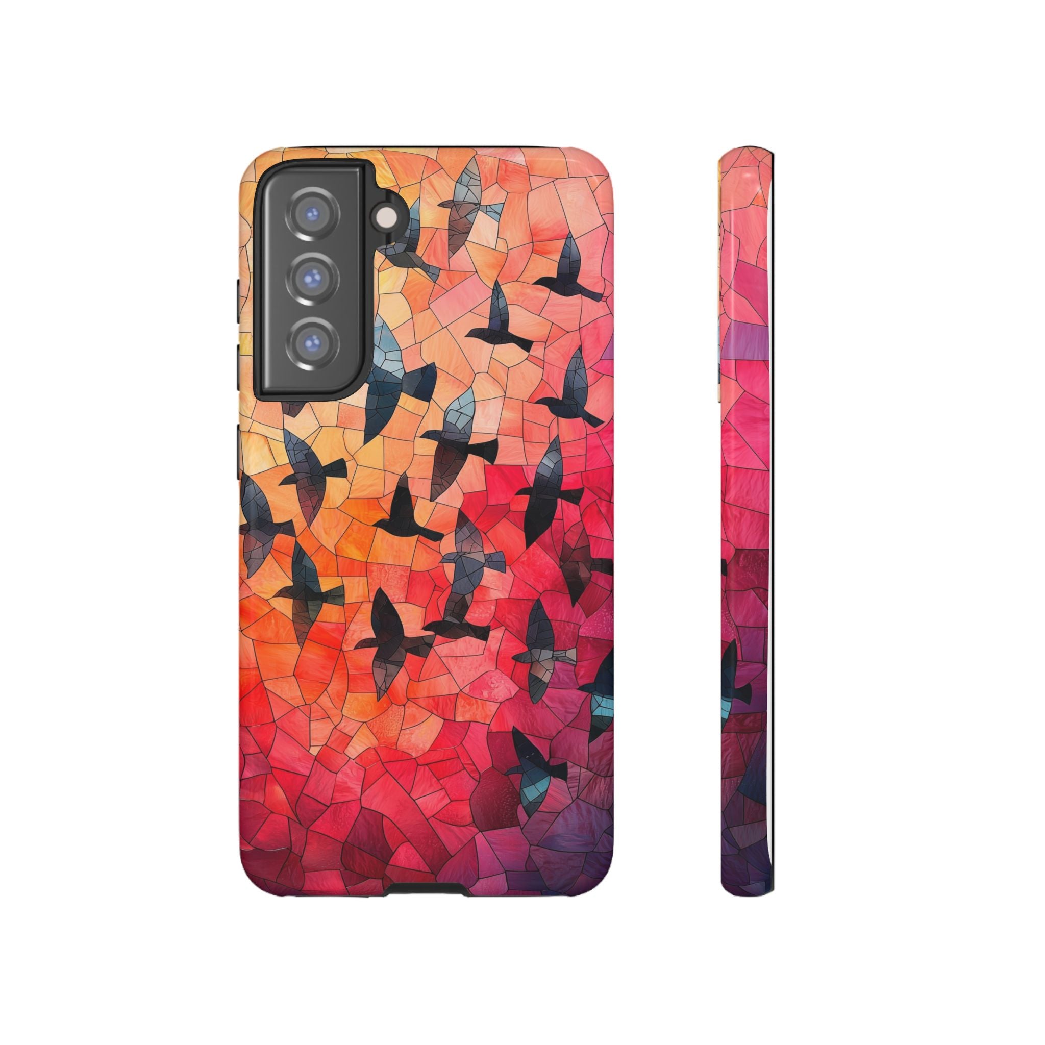 Stained Glass Mosaic Sunset Birds Samsung Galaxy Case