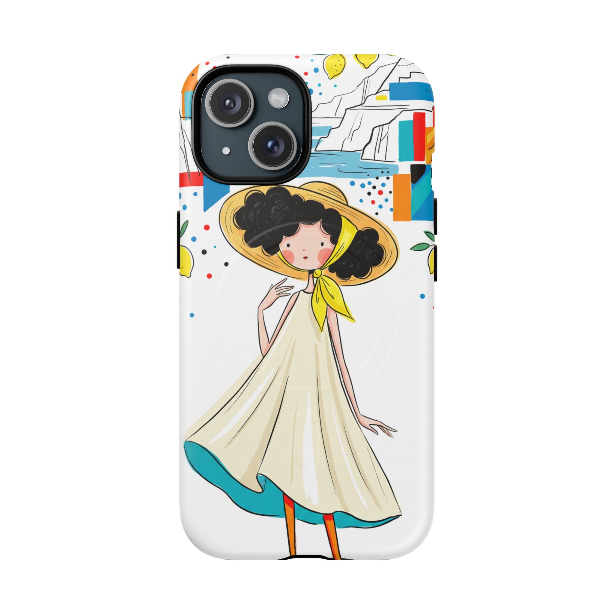 Cute Summer Girl MagSafe iPhone Case | Whimsical Coastal Illustration Protective Case