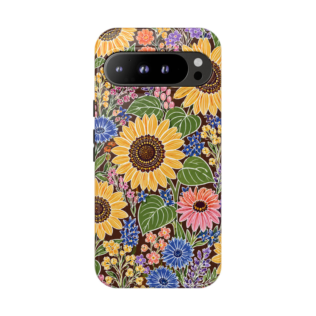 Sunflower & Wildflower Pattern Tough Google Pixel Phone Case