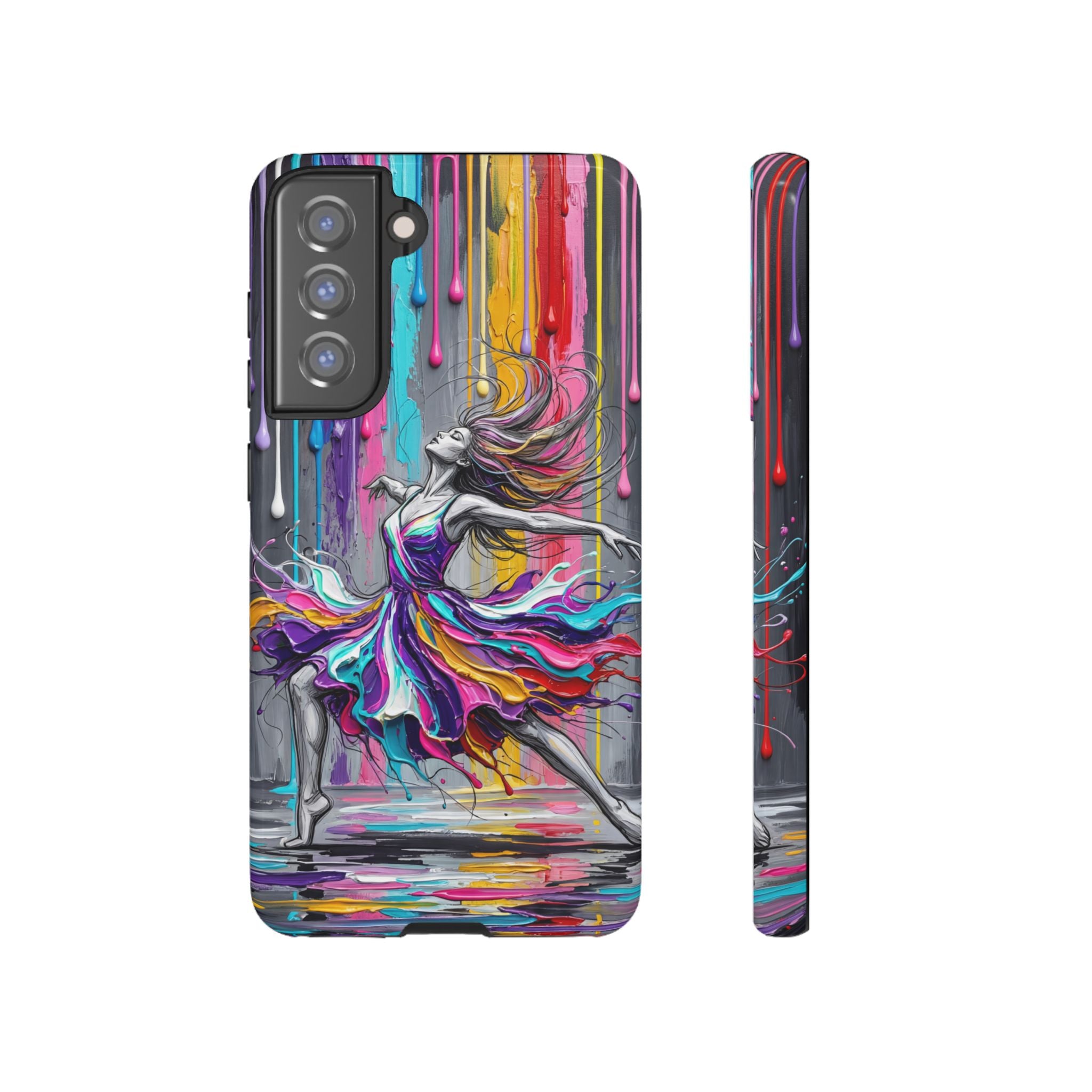 Colorful Dancer Tough Samsung Galaxy Phone Case | Vibrant Drip Art Protective Cover