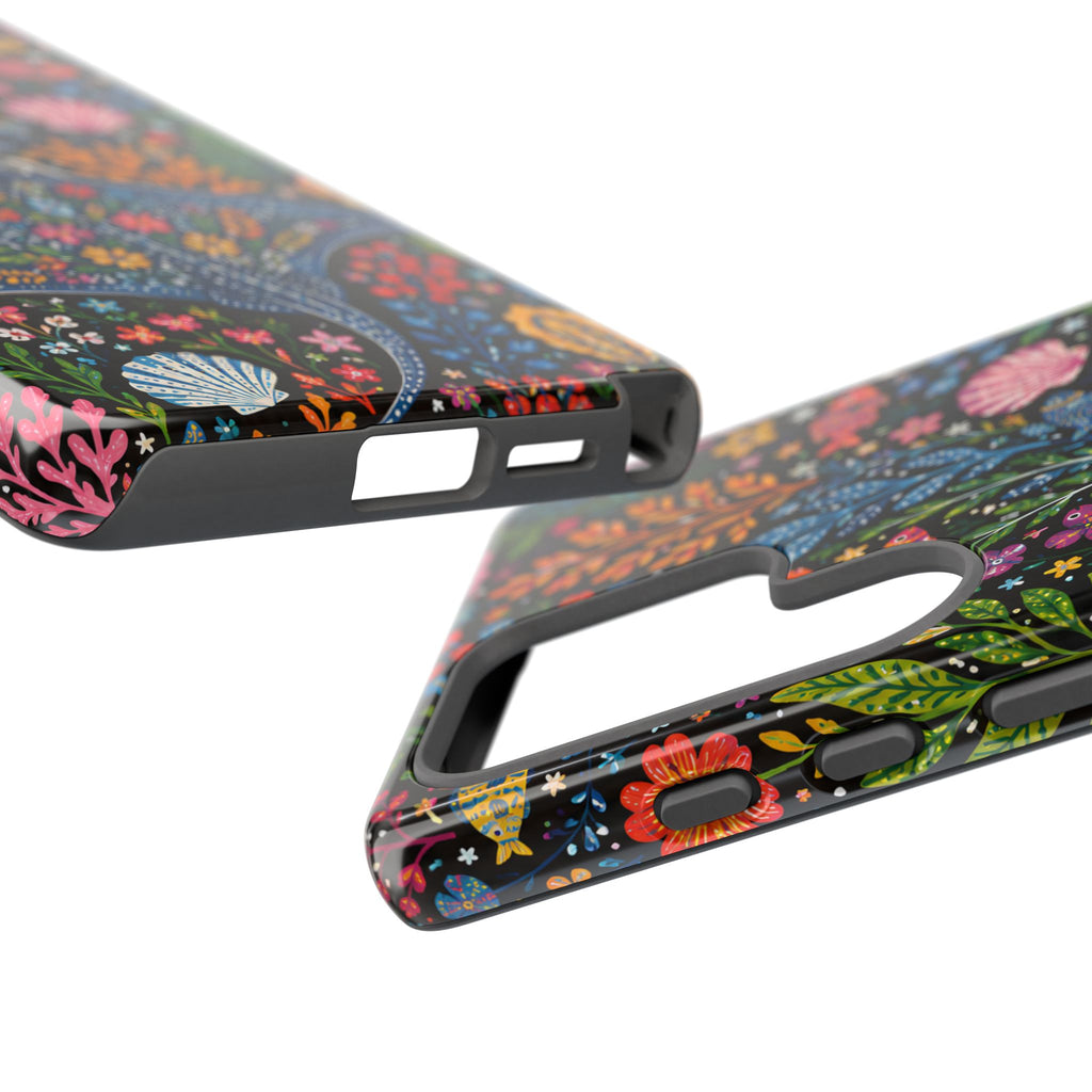 Manta Ray Floral Samsung Galaxy Phone Case | Colorful Underwater Sea Life Protective Cover