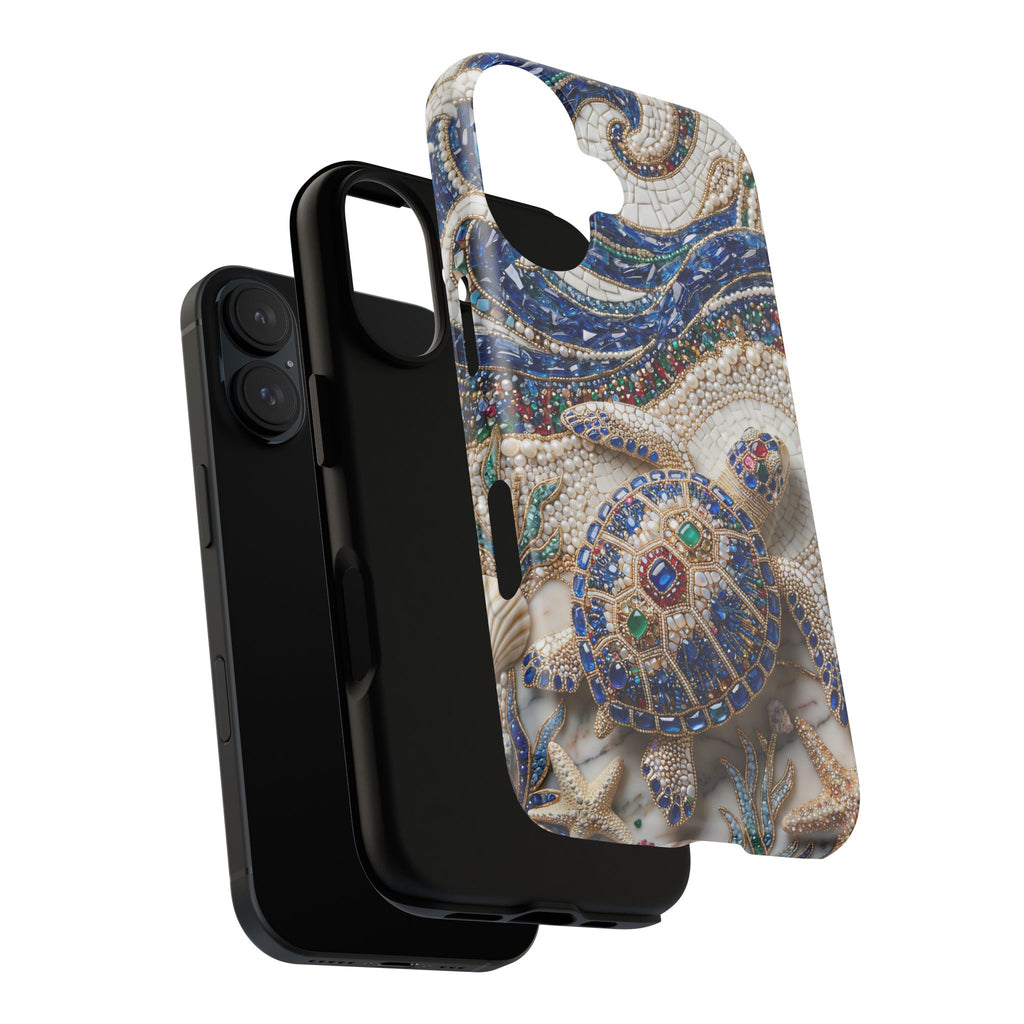 Sea Turtle Mosaic MagSafe iPhone Case – Decorative Ocean Art Protective Case