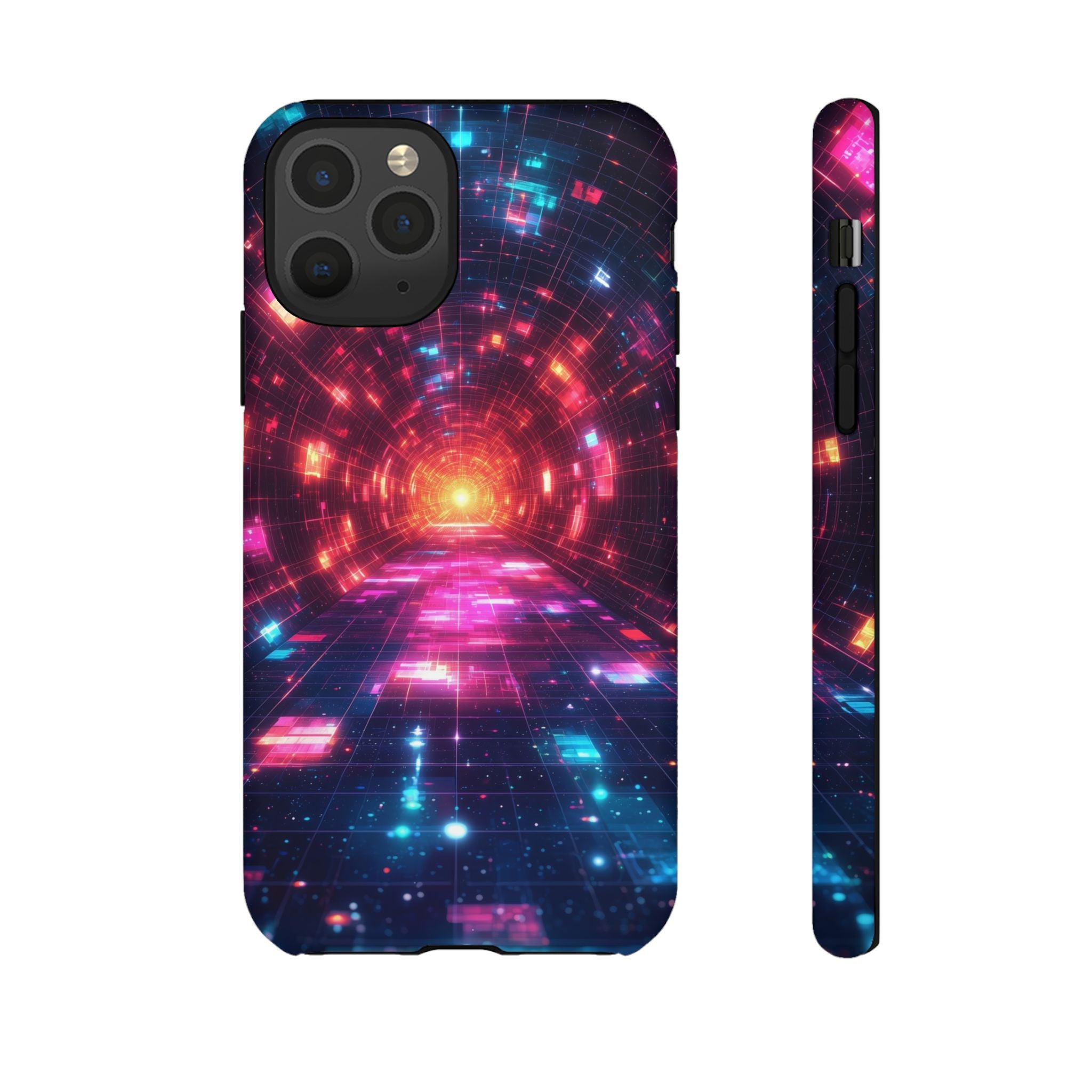 Neon Tunnel Tough iPhone Case — Retro Futuristic Galaxy Design