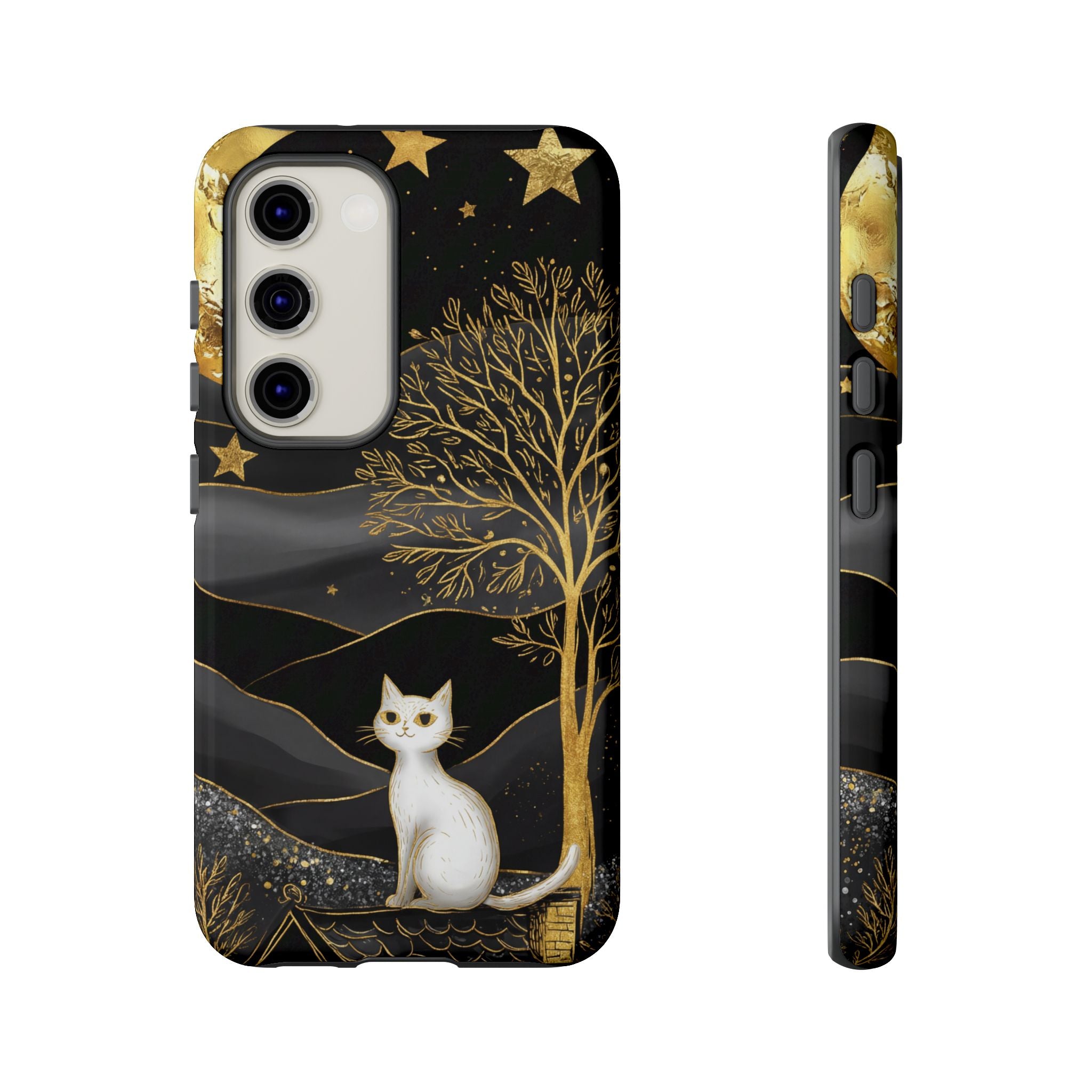Gold Moon & Celestial Cat Samsung Galaxy Case