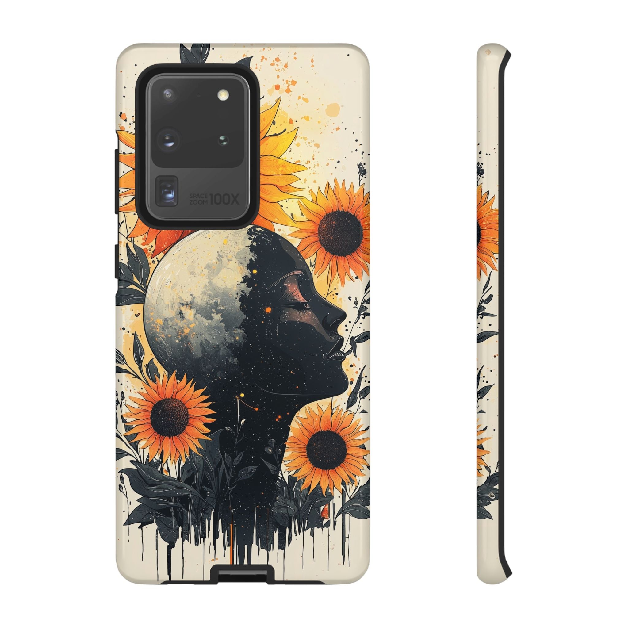 Sunflower Moon Art Samsung Galaxy Case | Floral Celestial