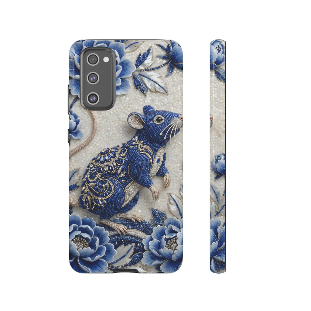 Asian Zodiac Rat Samsung Galaxy Phone Case | Blue & White Porcelain Art Slim Protective iPhone Case | Year of the Rat Gift