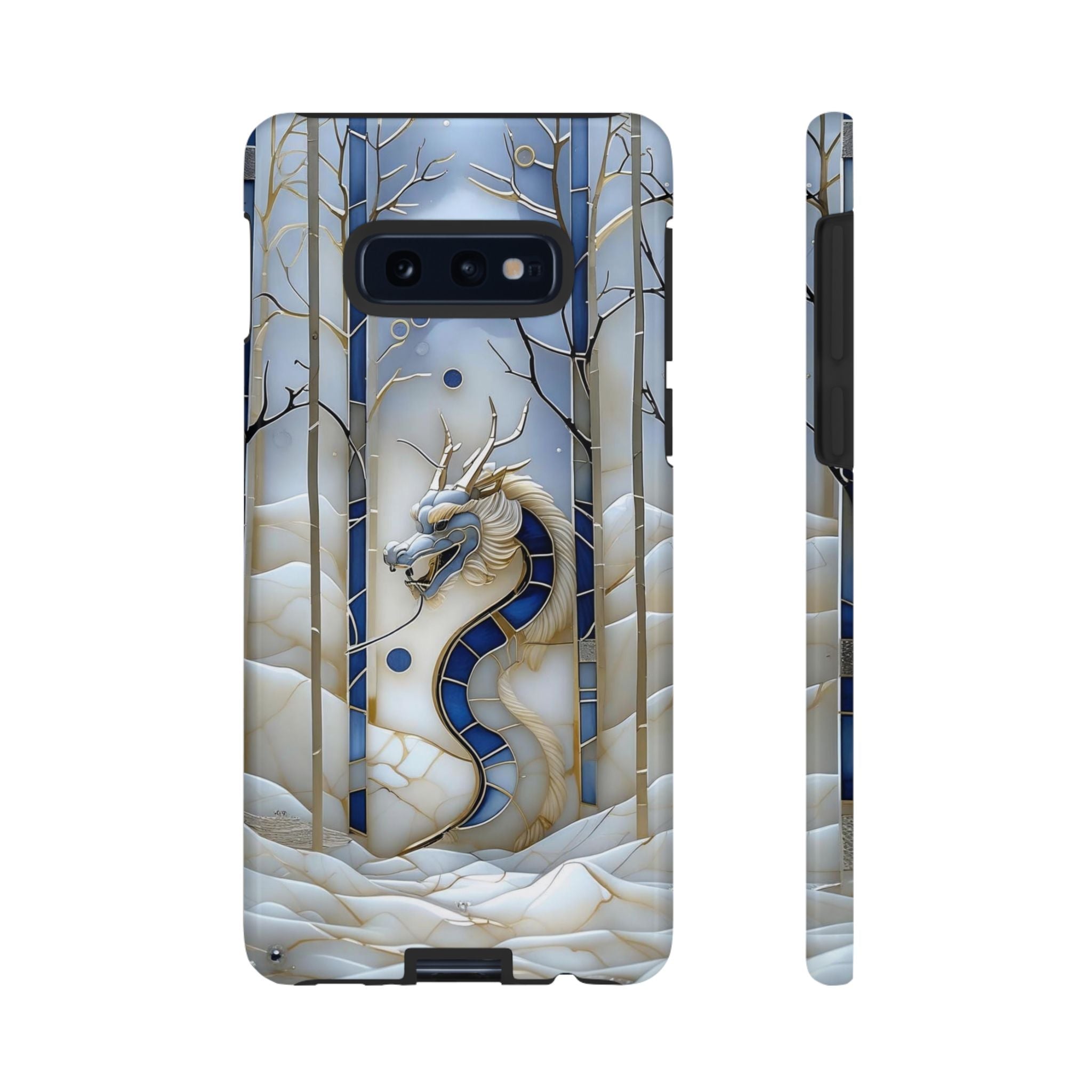 Dragon Stained Glass Samsung Galaxy Case — Blue Winter Forest Protective Cover