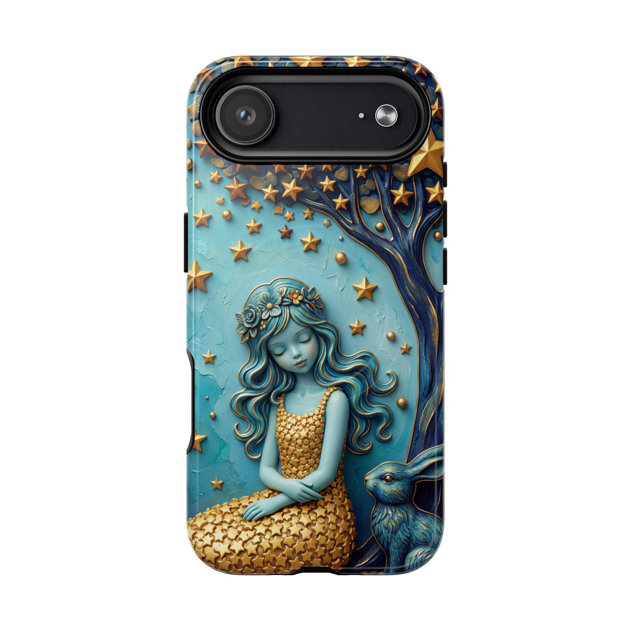 Custodia rigida MagSafe per iPhone Dreamy Maiden Under Starry Sky