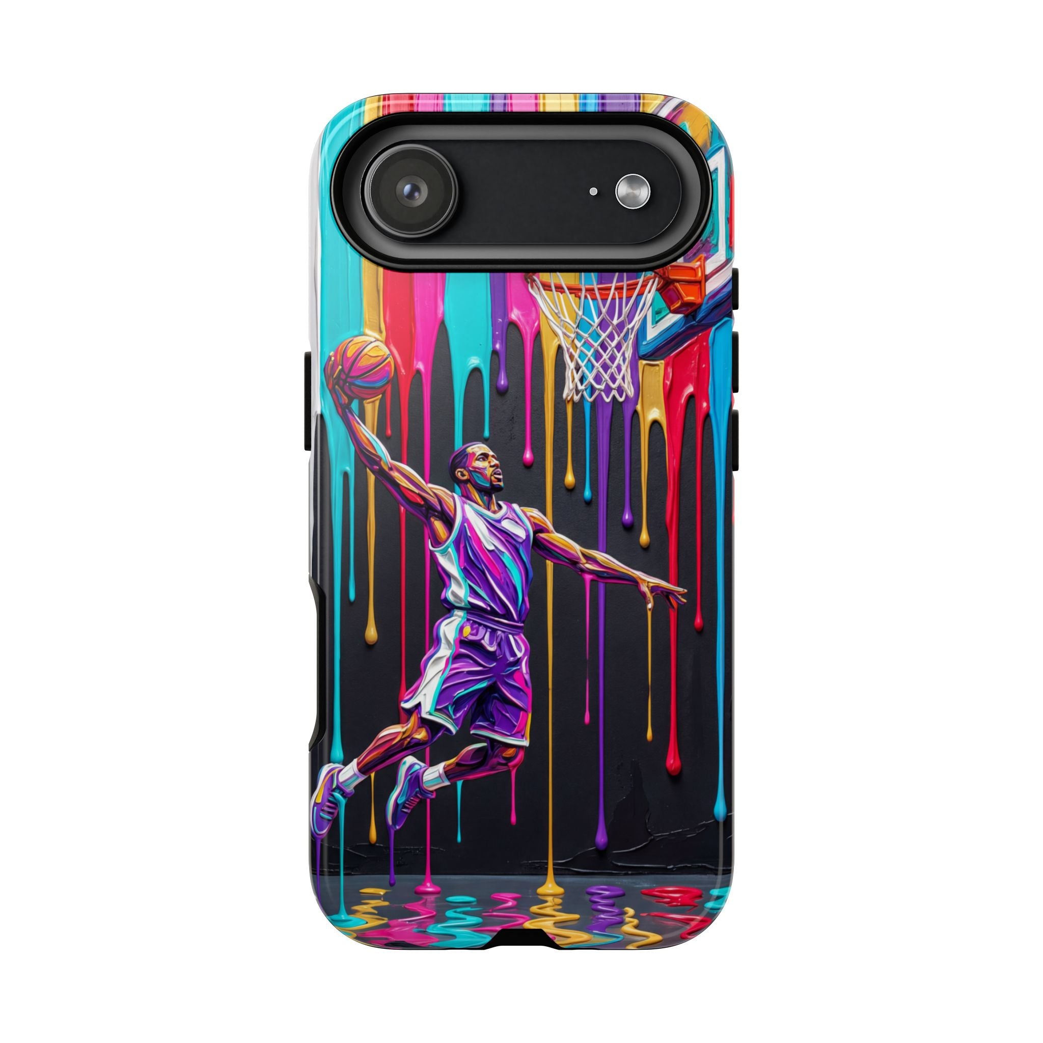 Color Splash Basketball iPhone Case | Vibrant Drip Dunk Design