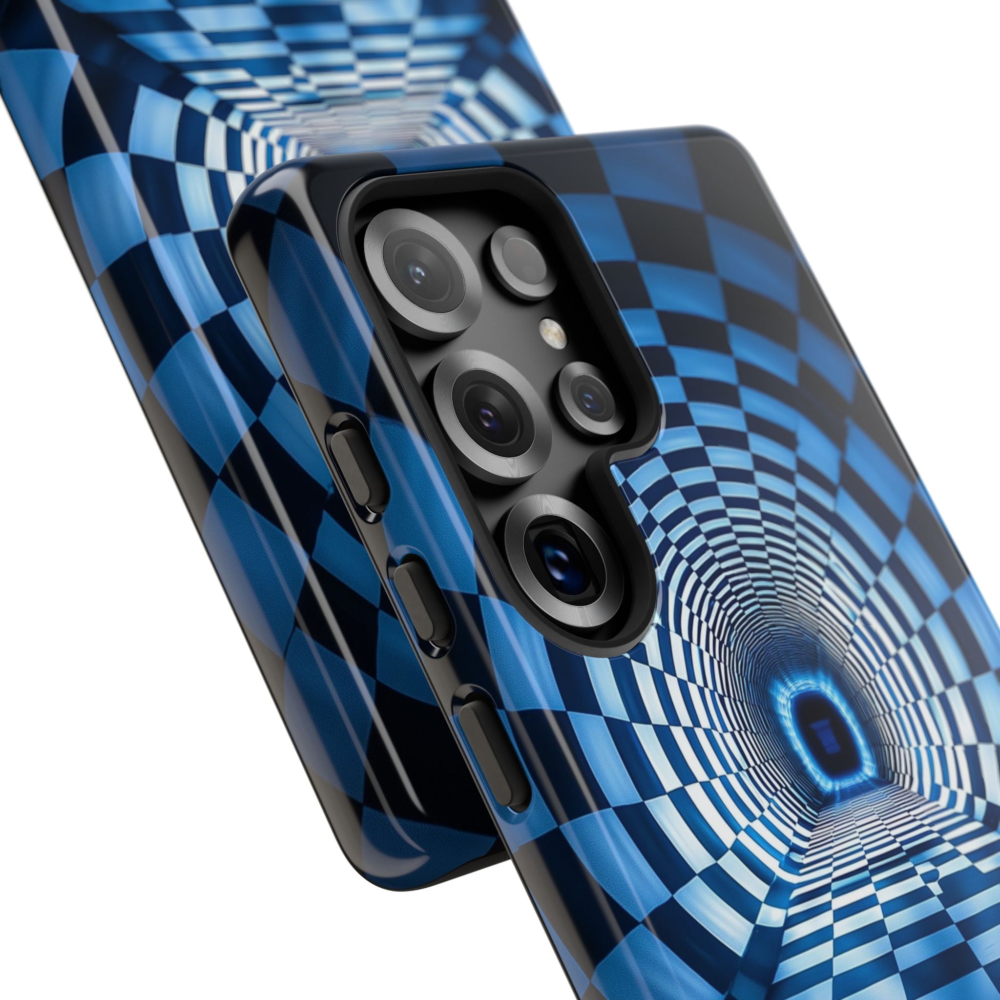 Blue Checkered Tunnel Samsung Galaxy Case — 3D Optical Illusion Tough Case