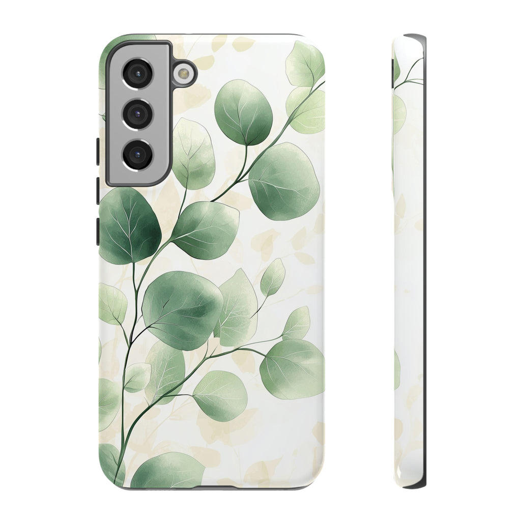 Botanical Eucalyptus Tough Samsung Galaxy Phone Case | Green Watercolour Leaf