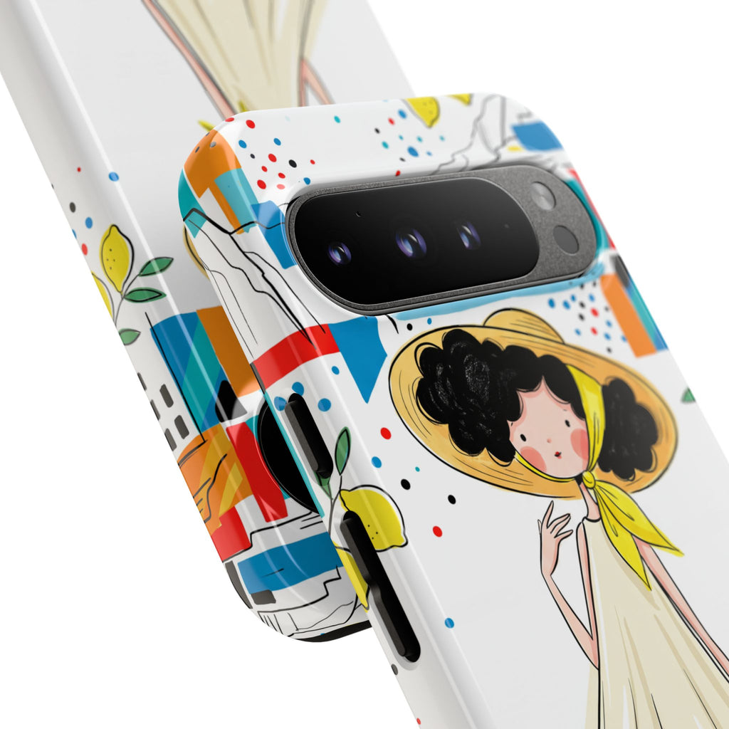 Graziosa custodia per Google Pixel con ragazza estiva | Custodia protettiva con illustrazione costiera stravagante