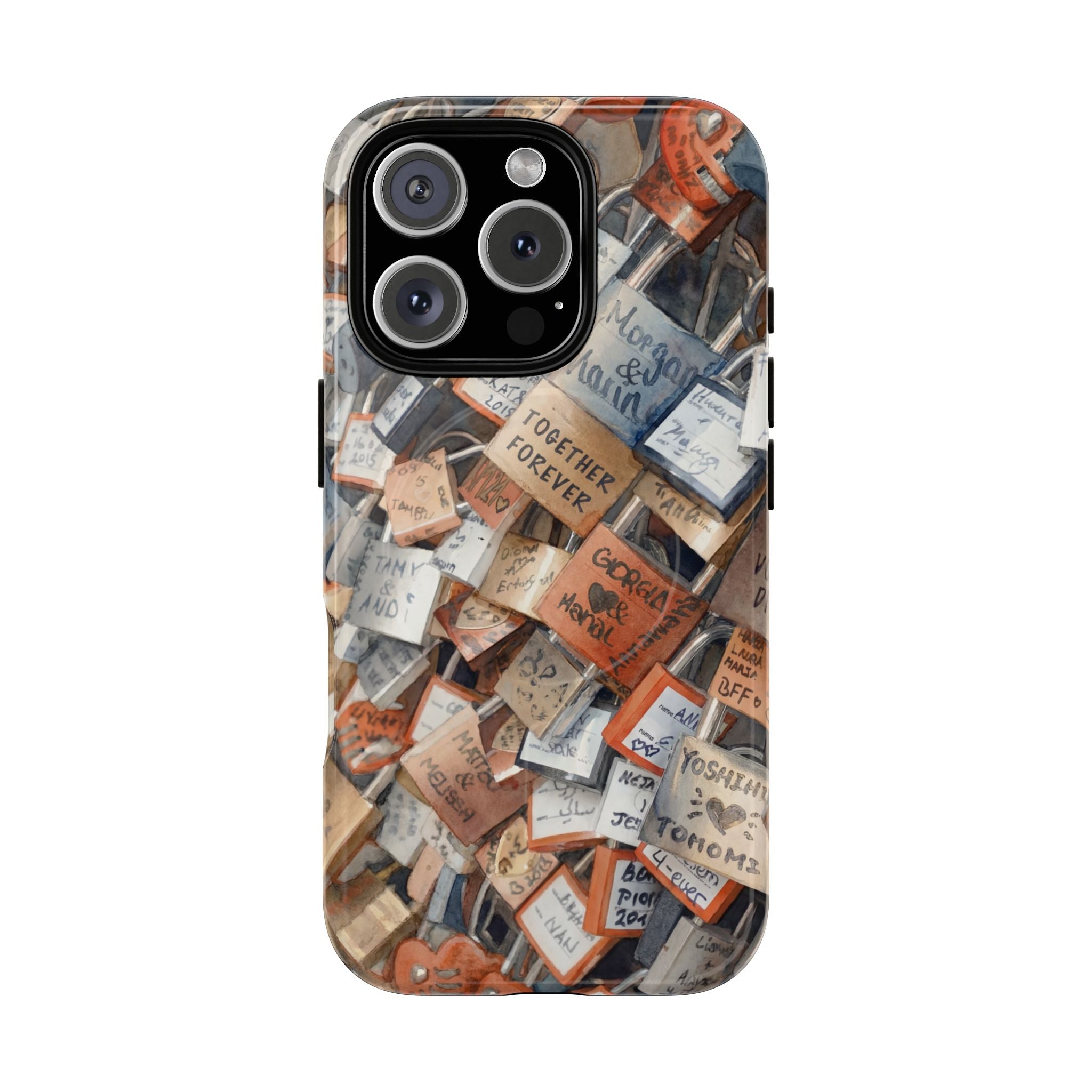 Custodia per iPhone MagSafe resistente con motivo collage di lucchetti dei desideri