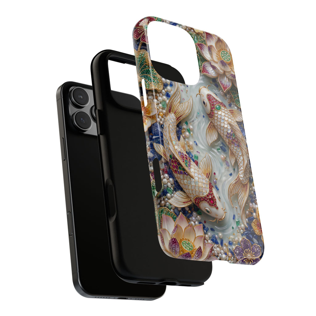 Koi Pond Tough iPhone Case | Ornamental Lotus & Koi Fish Protective Cover