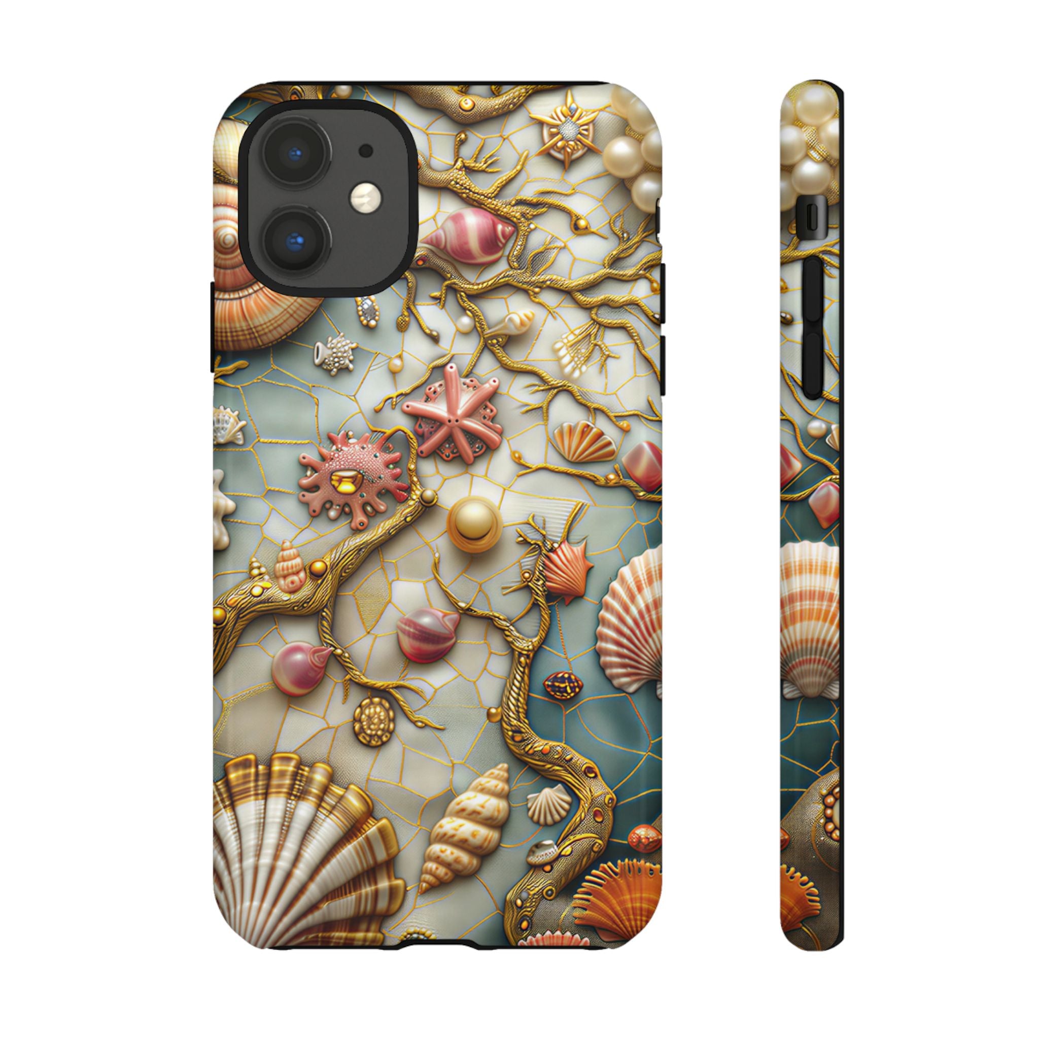 Decorative Seashell & Pearl Beach Design iPhone Case