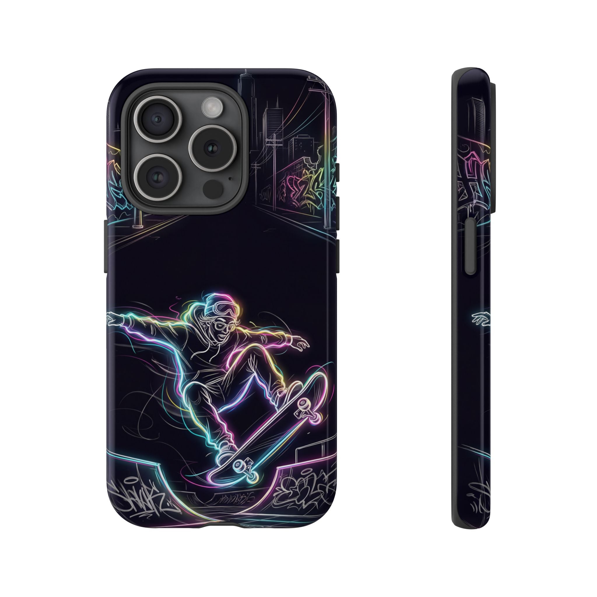Neon Skateboard iPhone Case | Glow Skatepark Protective Cover
