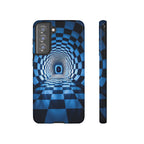 Blue Checkered Tunnel Samsung Galaxy Case — 3D Optical Illusion Tough Case