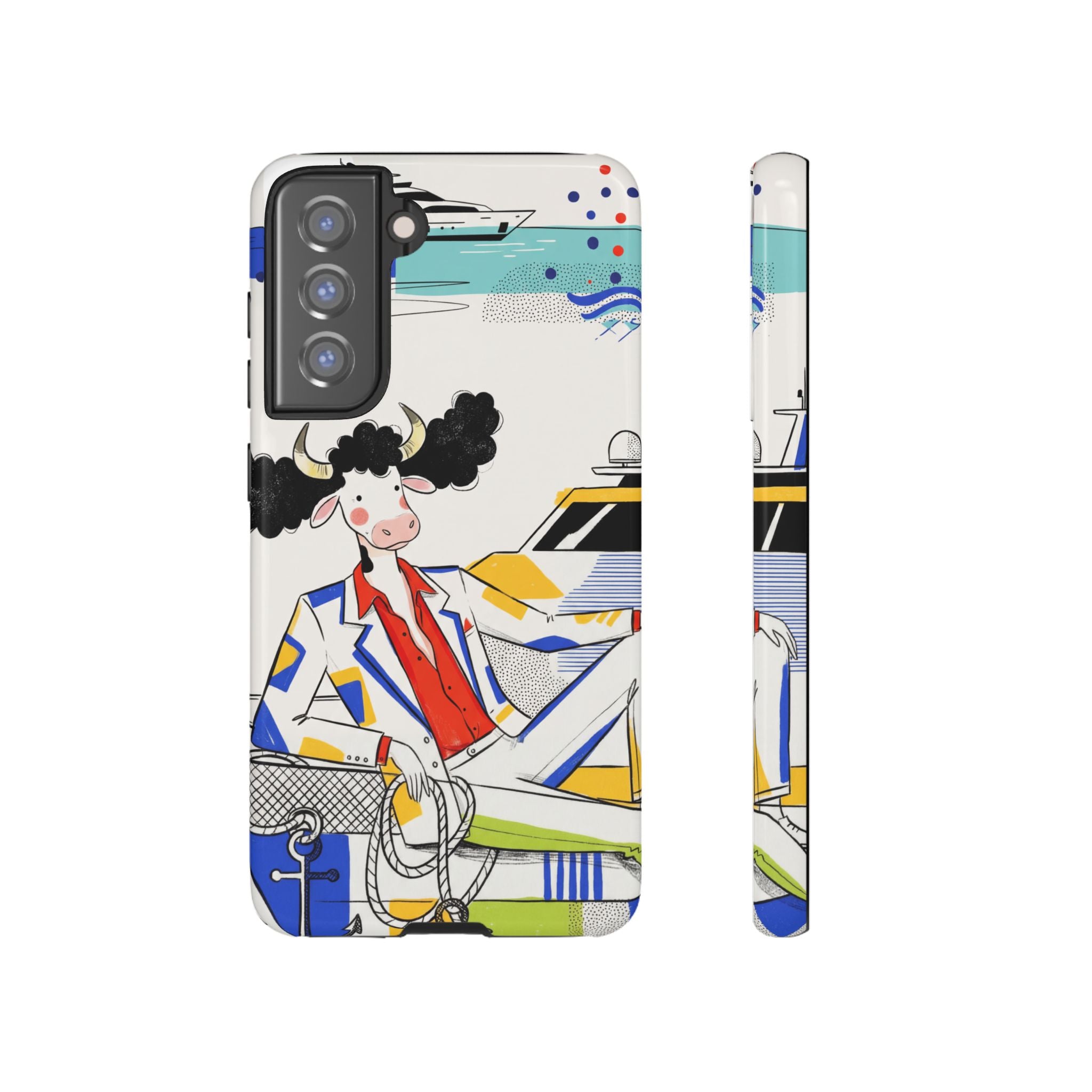 Nautical Cow Graphic Protective Samsung Galaxy Phone Case