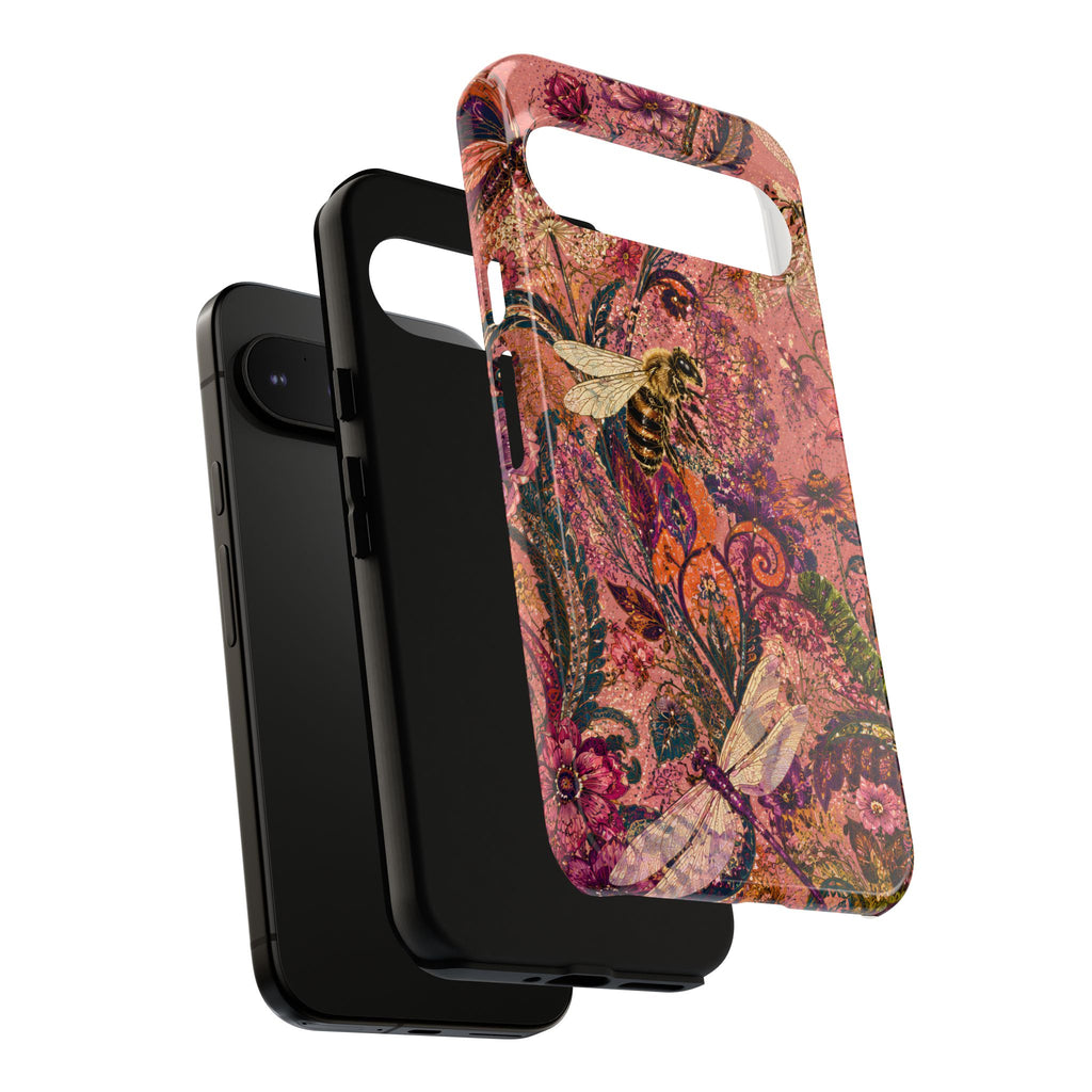 Vintage Floral Tough Google Pixel Phone Case | Boho Paisley Bee Cover