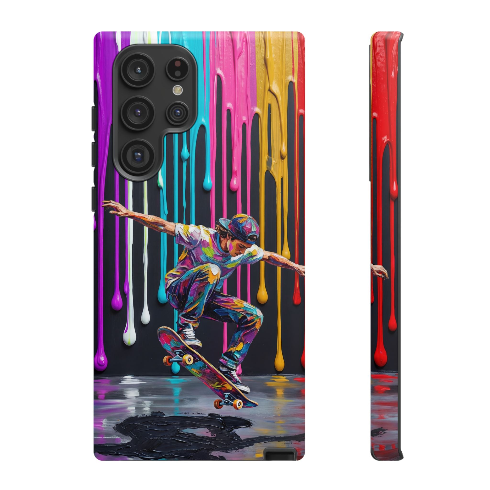 Colourful Drip Art Skateboarder Splash Samsung Galaxy Phone Case