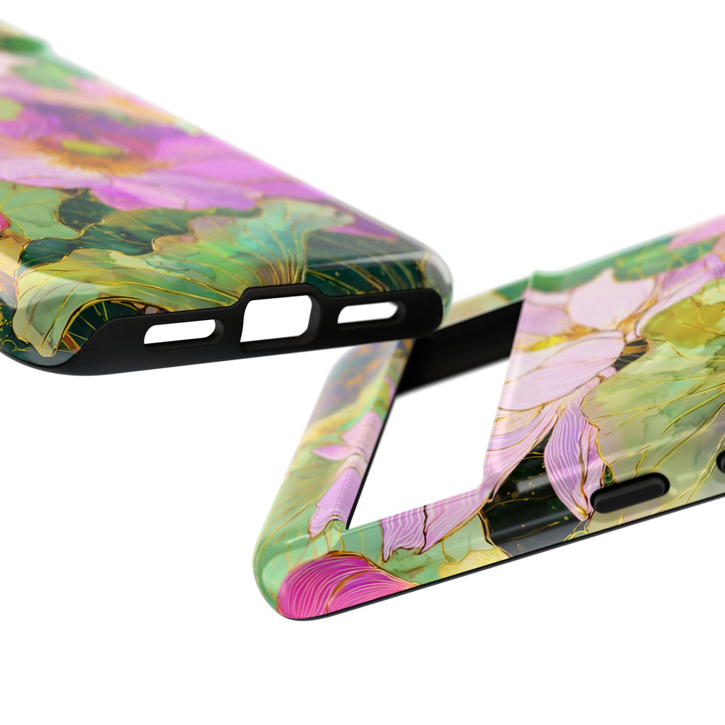Floral Watercolor Tough Google Pixel Phone Case | Pink Lotus Garden Protective Cover