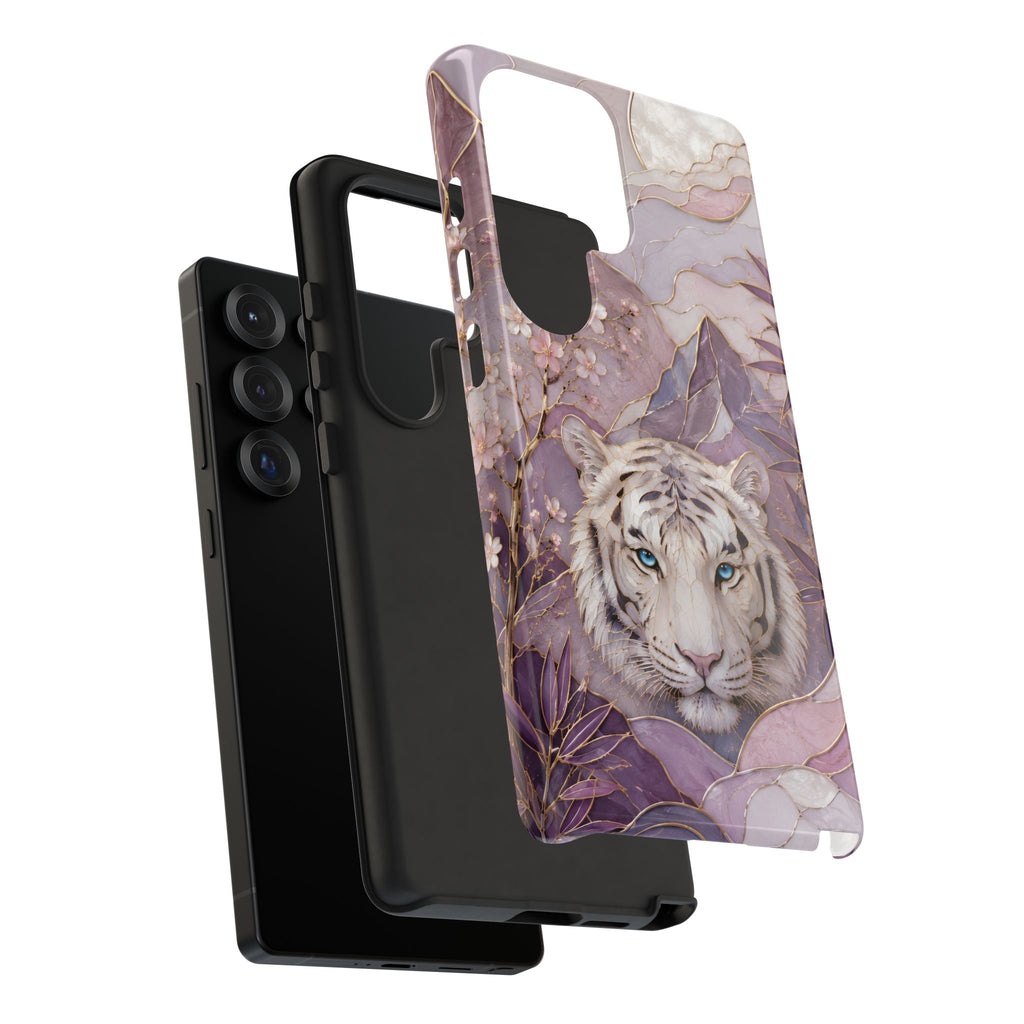 White Tiger Samsung Galaxy Phone Case | Cherry Blossom Art Cover