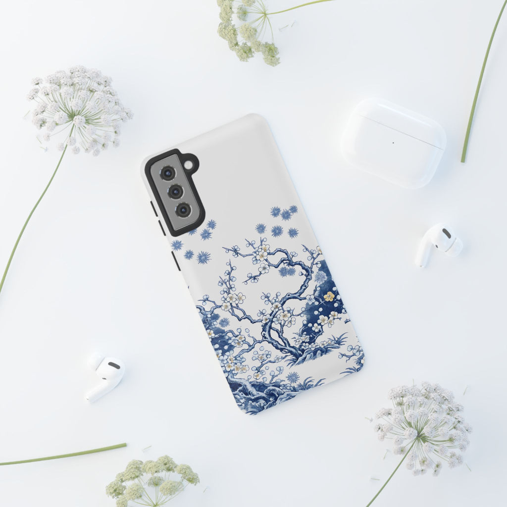 Vintage Blue White Porcelain Samsung Galaxy Phone Case | Chinoiserie Floral Tough Cover