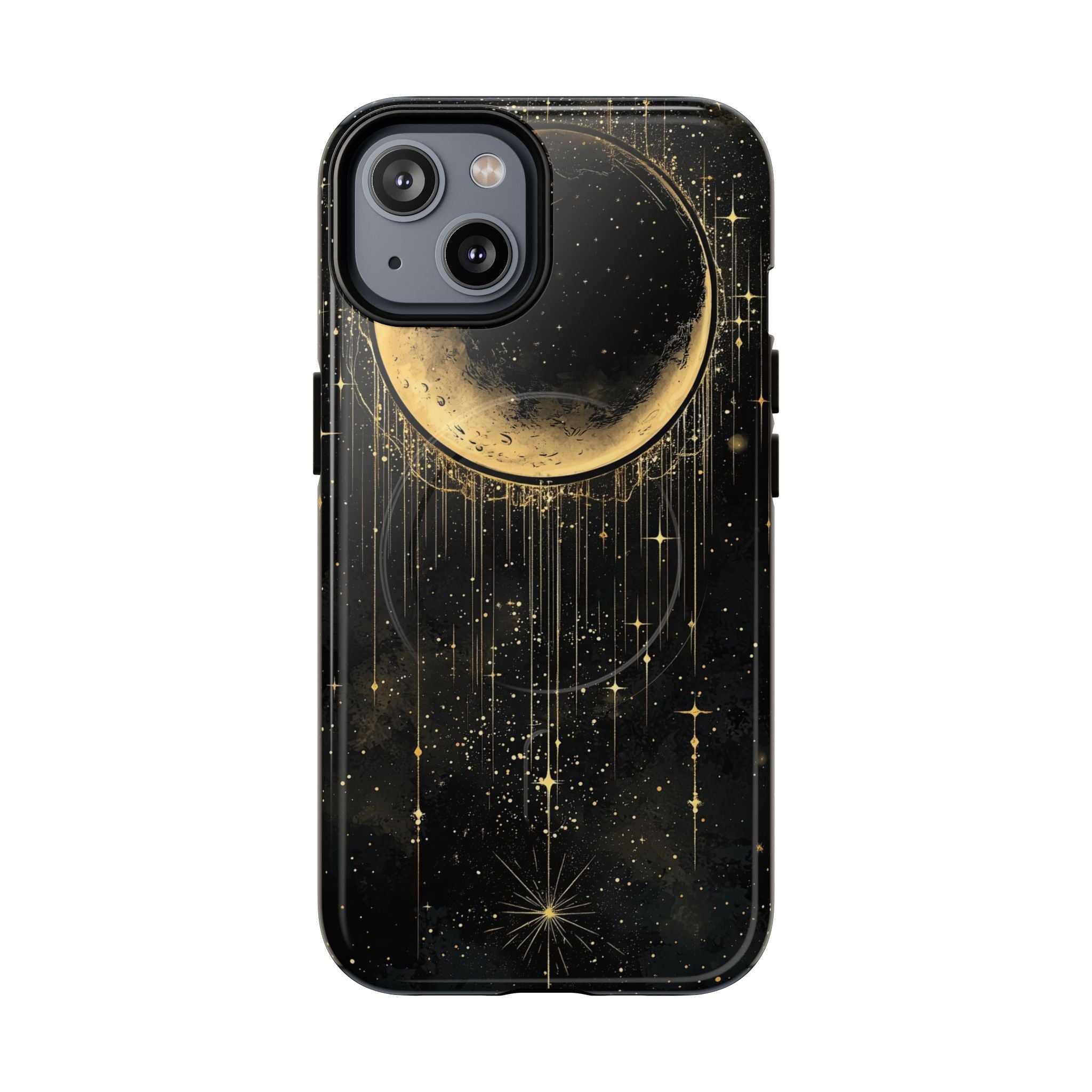 Custodia resistente MagSafe per iPhone Moonlit Crescent | Cielo notturno con stelle dorate