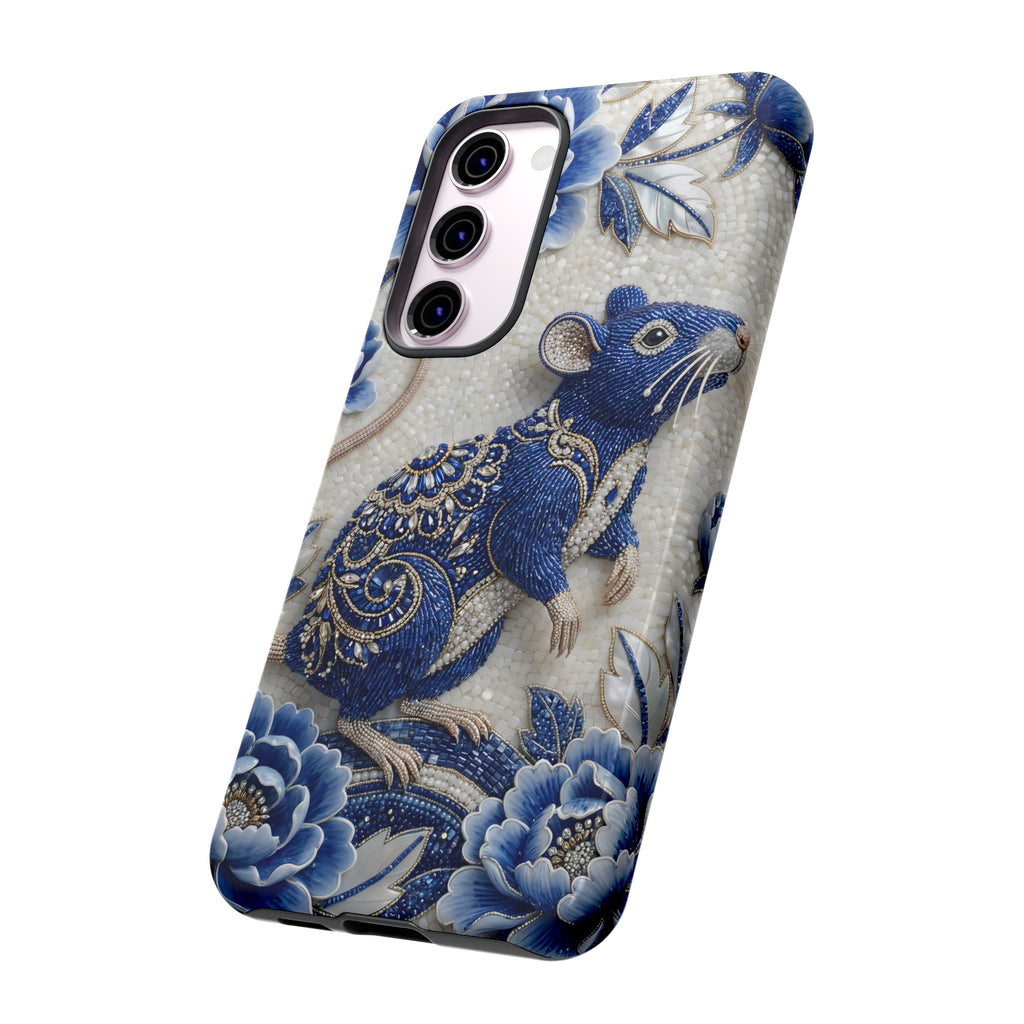 Asian Zodiac Rat Samsung Galaxy Phone Case | Blue & White Porcelain Art Slim Protective iPhone Case | Year of the Rat Gift