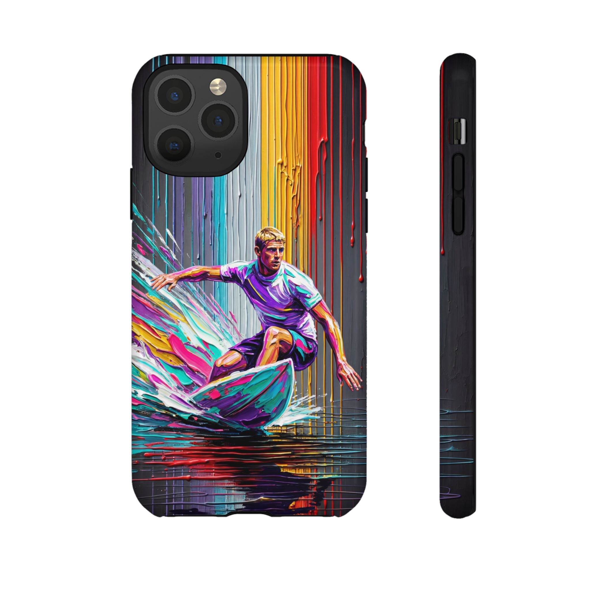 Surfing Art iPhone Case | Colourful Wave Surfer Protective Cover