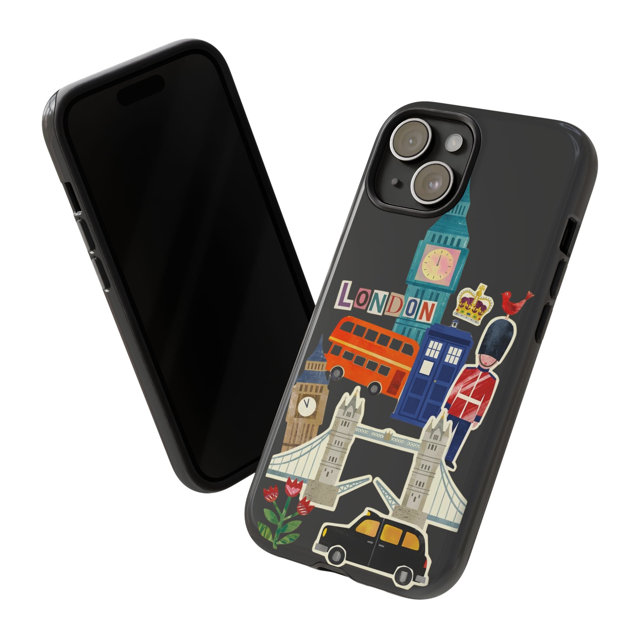 London Travel iPhone Case Aesthetic Sticker Collage Cute Retro City Cover