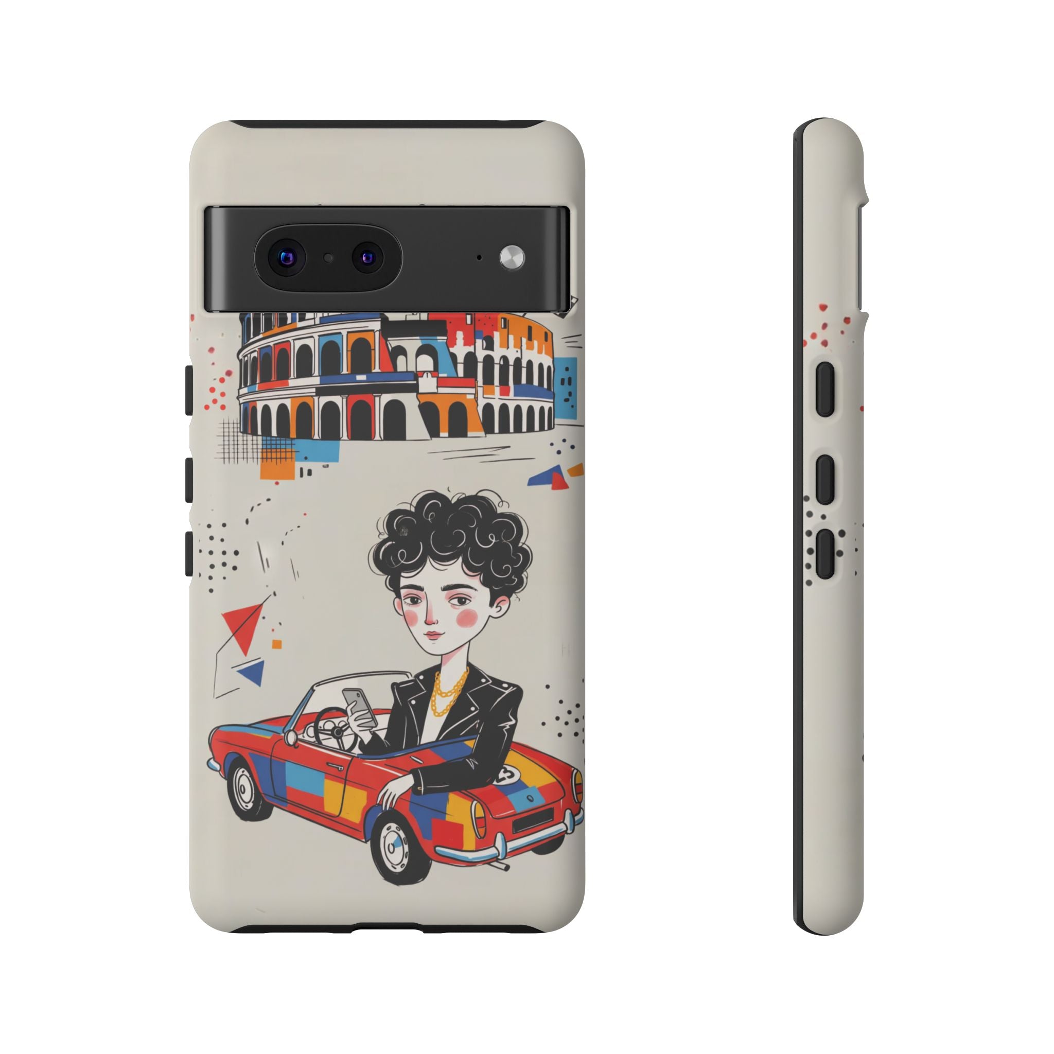 Retro Mille Miglia Car Illustration with Driver Google Pixel Phone Case