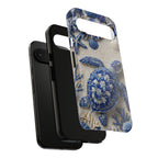 Custodia per Google Pixel in ceramica blu con motivo tartaruga marina