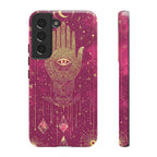Mystic Hamsa Samsung Galaxy Case | Gold Palm & All-Seeing Eye on Magenta Galaxy