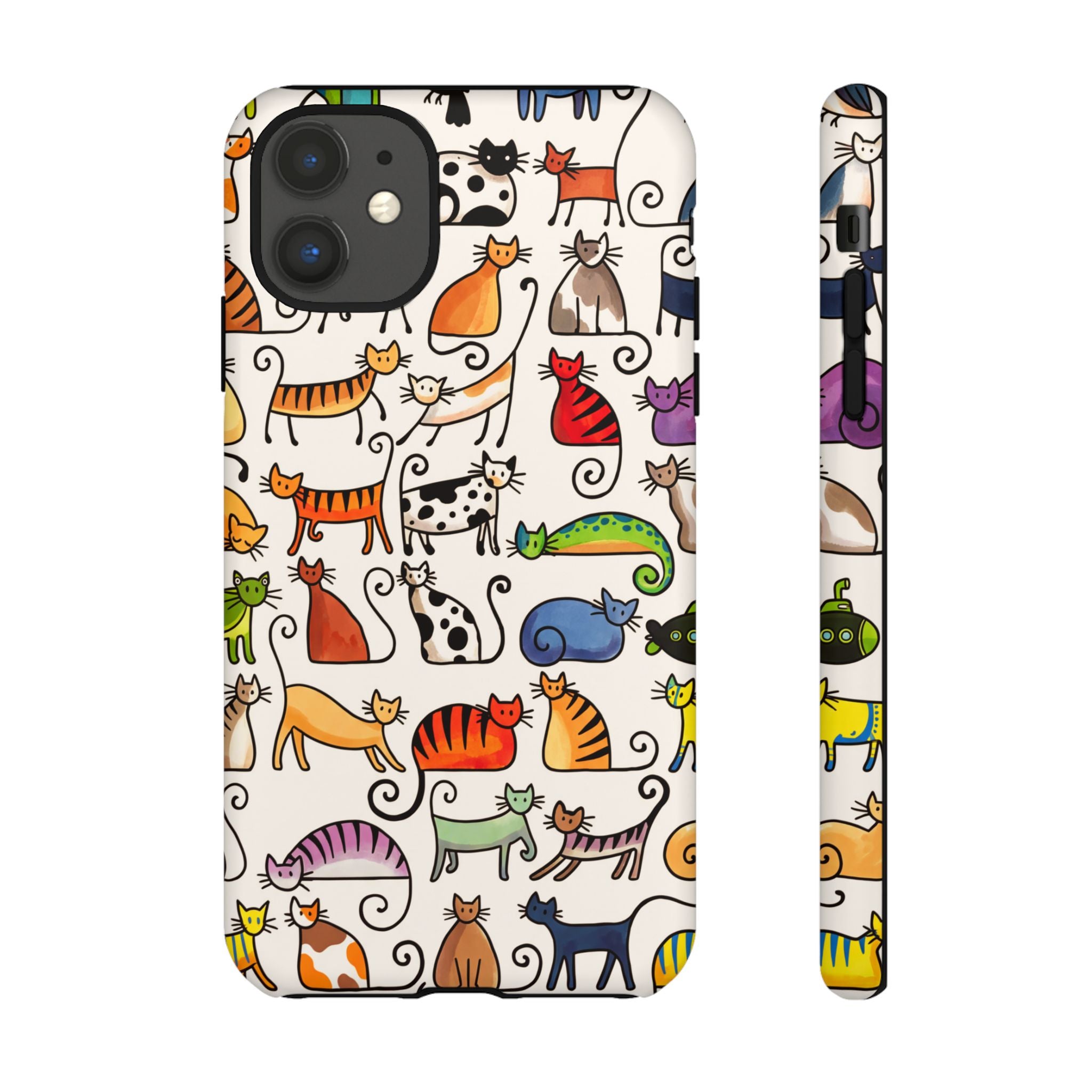 Cat Pattern Tough iPhone Case | Colourful Cartoon Cats