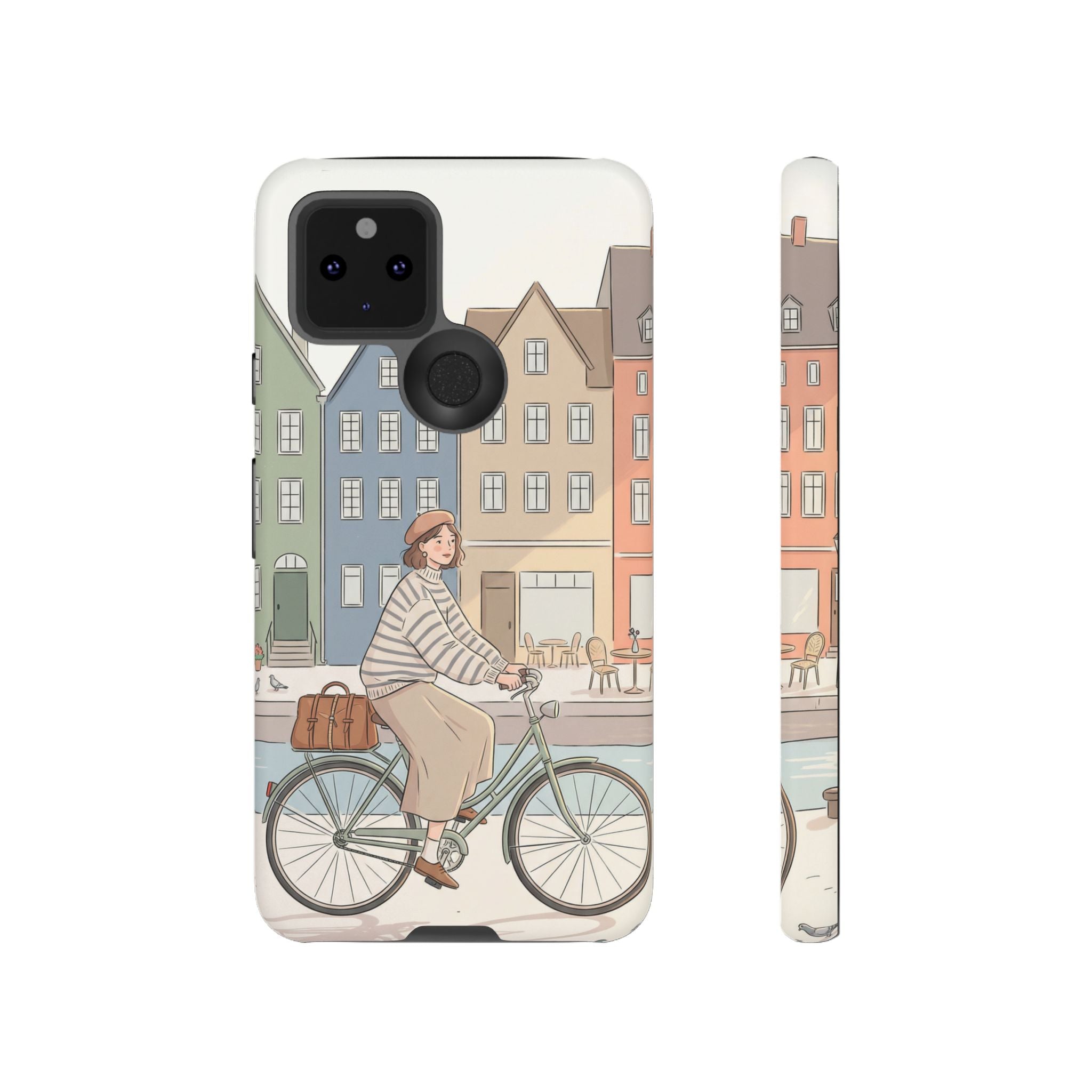 City Bike Google Pixel Phone Case | Cozy European Street Illustration Tough Cases