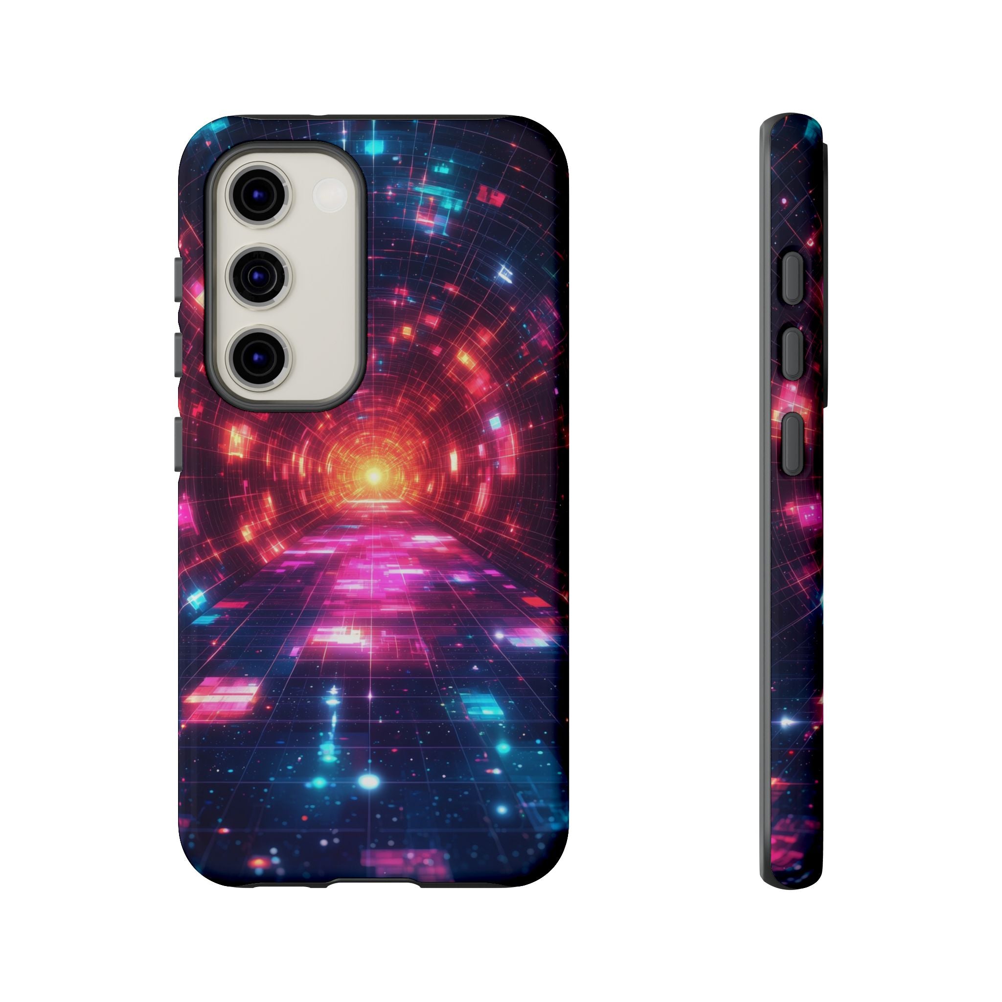 Neon Tunnel Tough Samsung Galaxy Case — Retro Futuristic Galaxy Design