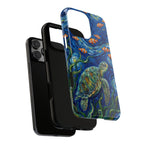 Sea Turtle & Clownfish Tough iPhone Case | Van Gogh Style Ocean Art