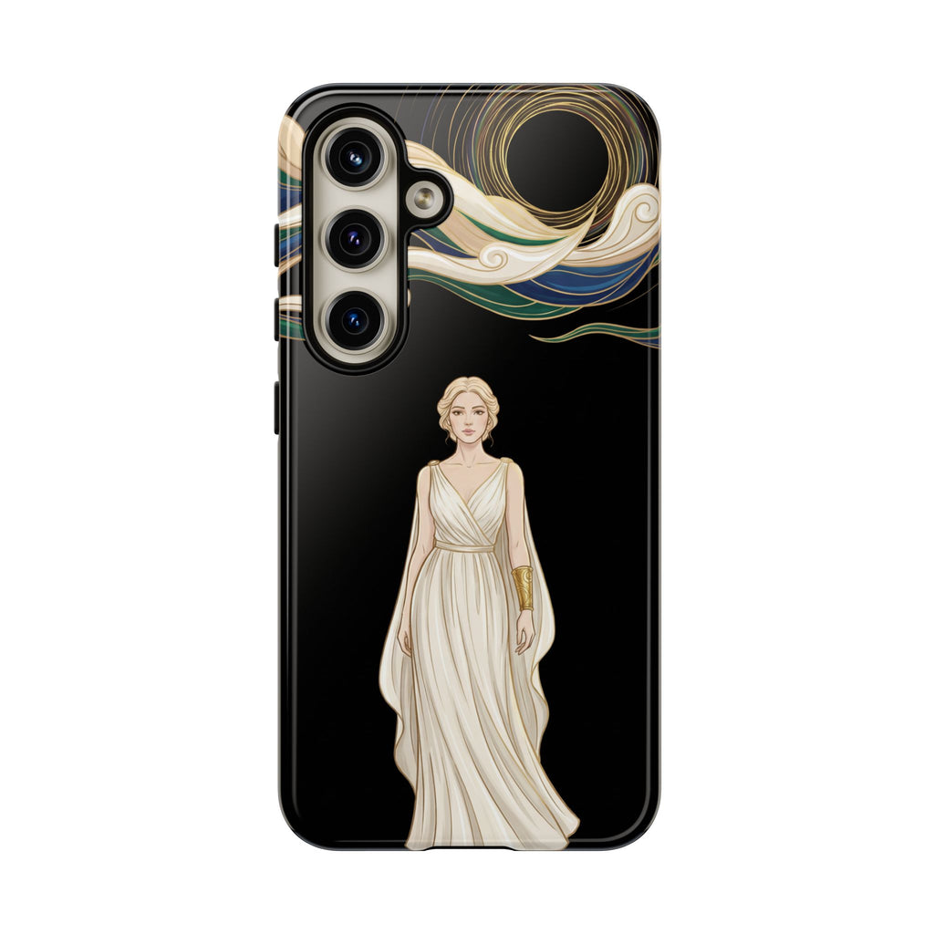 Art Nouveau Goddess Samsung Galaxy Phone Case | Elegant Woman Illustration on Black