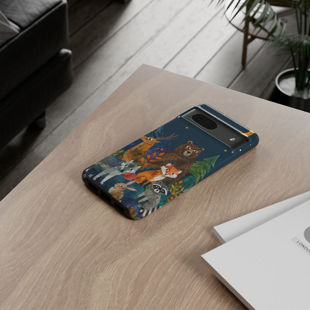 Forest Friends Google Pixel Phone Case | Nighttime Woodland Animals Design