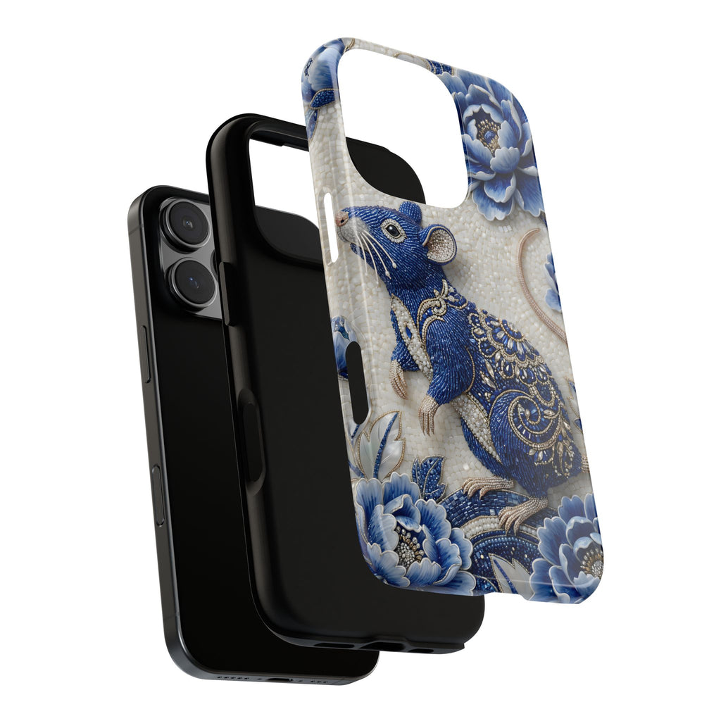 Asian Zodiac Rat iPhone Case | Blue & White Porcelain Art Slim Protective iPhone Case | Year of the Rat Gift