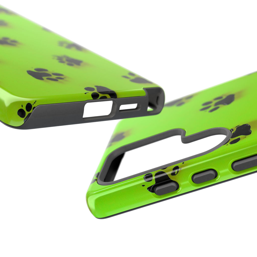 Neon Paw Print Tough Samsung Galaxy Case — Shockproof Pet Lover iPhone Cover